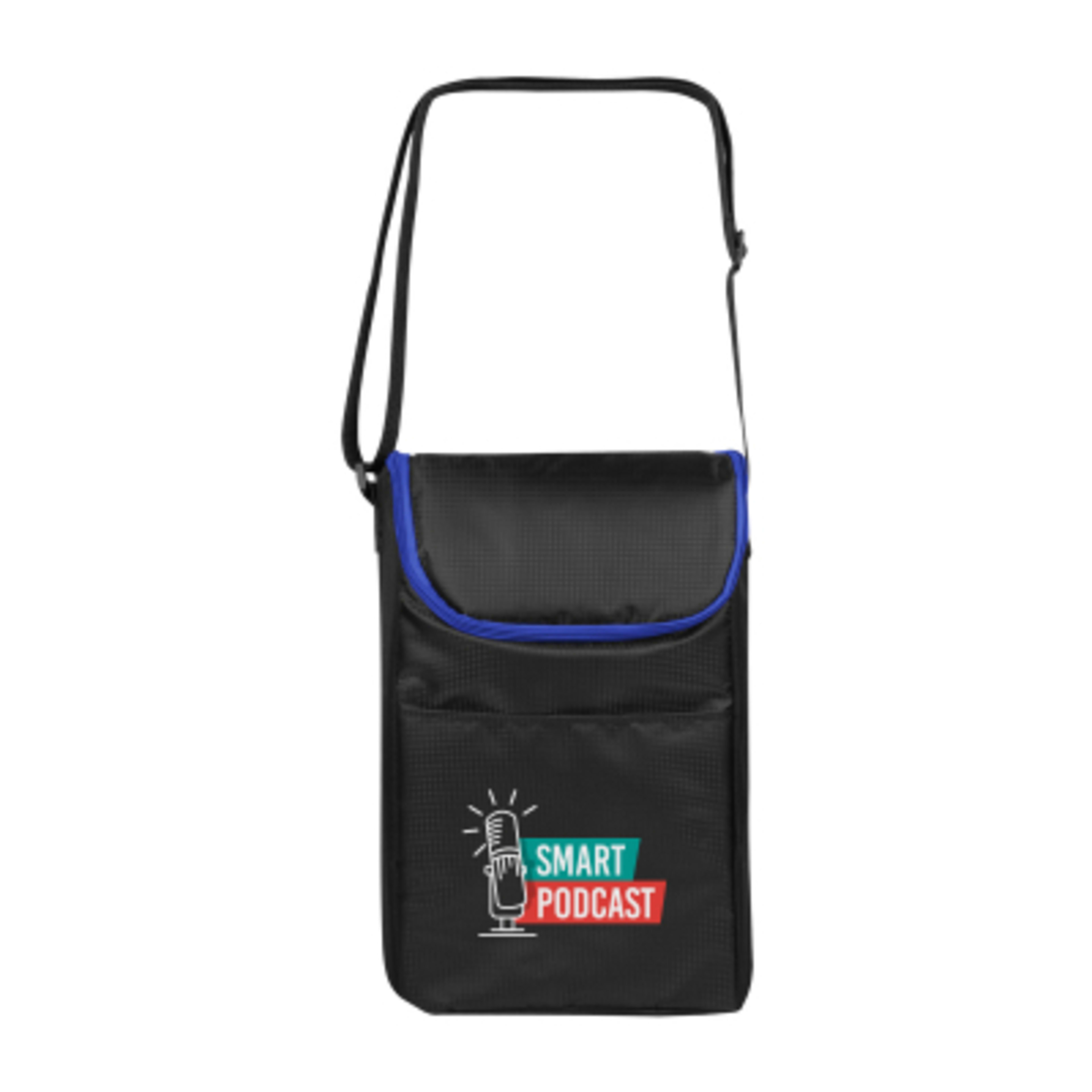 Beach Cooler Double Bottle PEVA Lining 14 Can - 8 x 13 in - Black/Royal - Heat+Transfer - product view 2