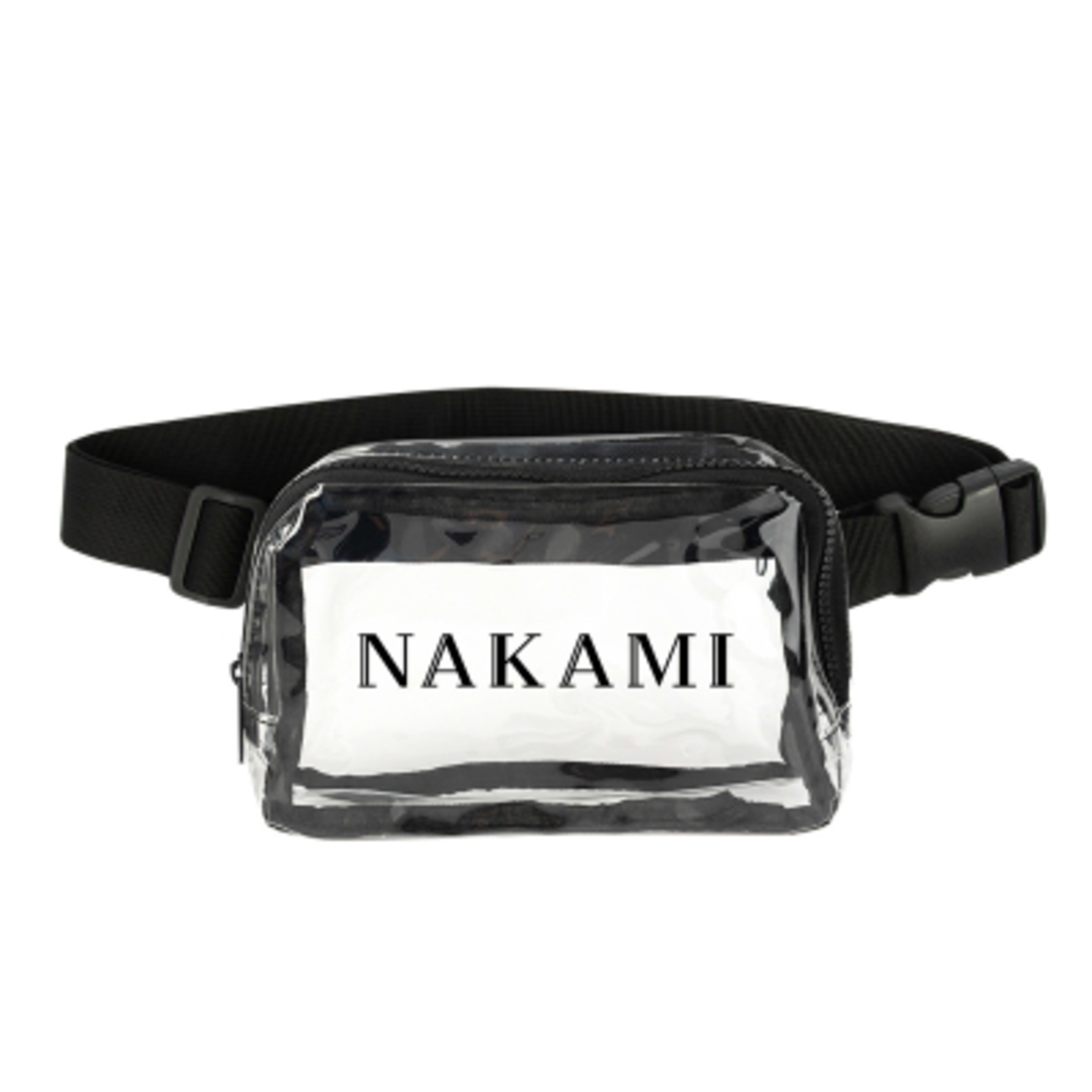 Clear Belt Bag Adjustable Fanny Pack Style - 7.5 x 5 x 2 in - Clear/Black - Silkscreen