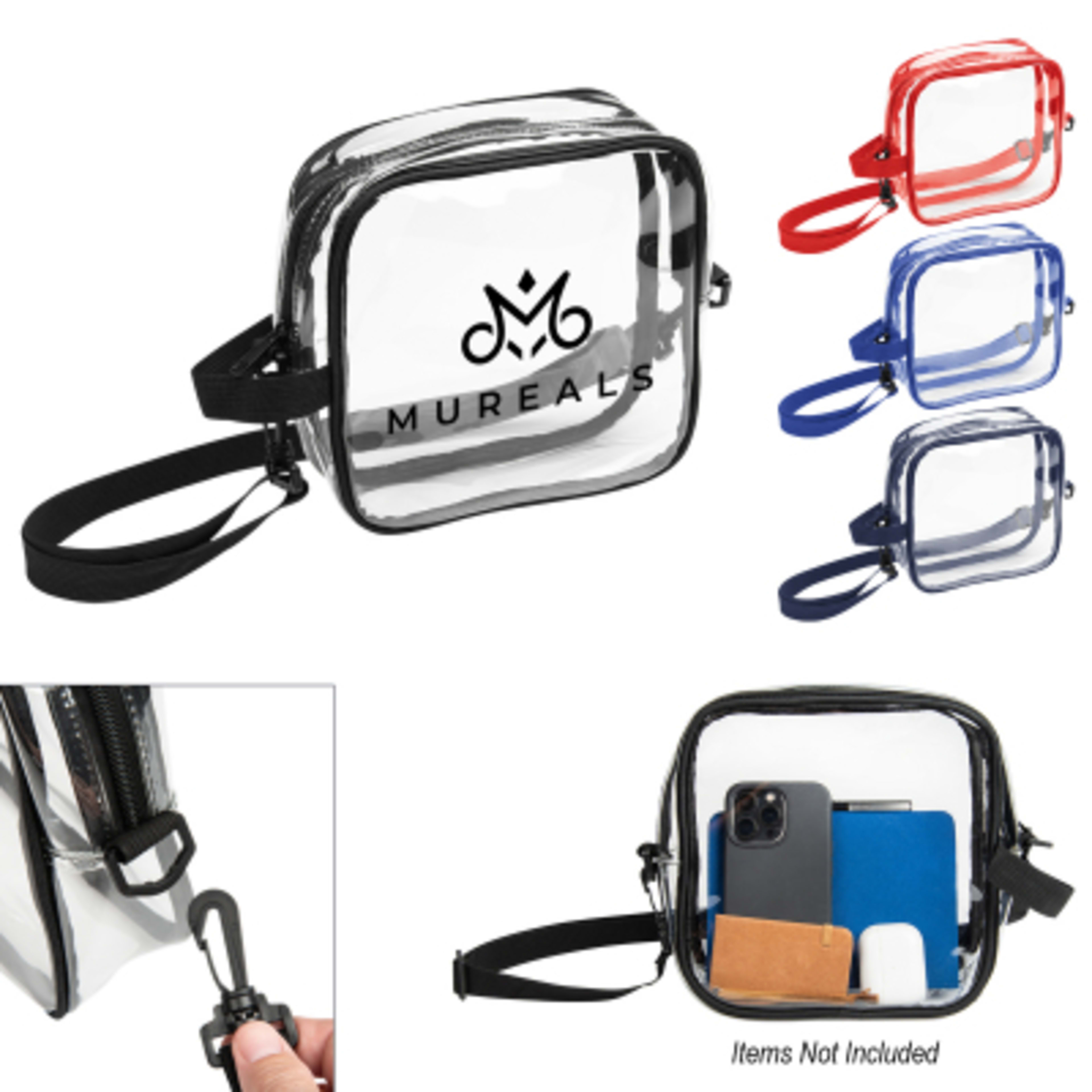 Clear Crossbody Bag NFL Compliant Adjustable Strap - 8 x 8.25 x 2.75 in - Group Shot - product view 2