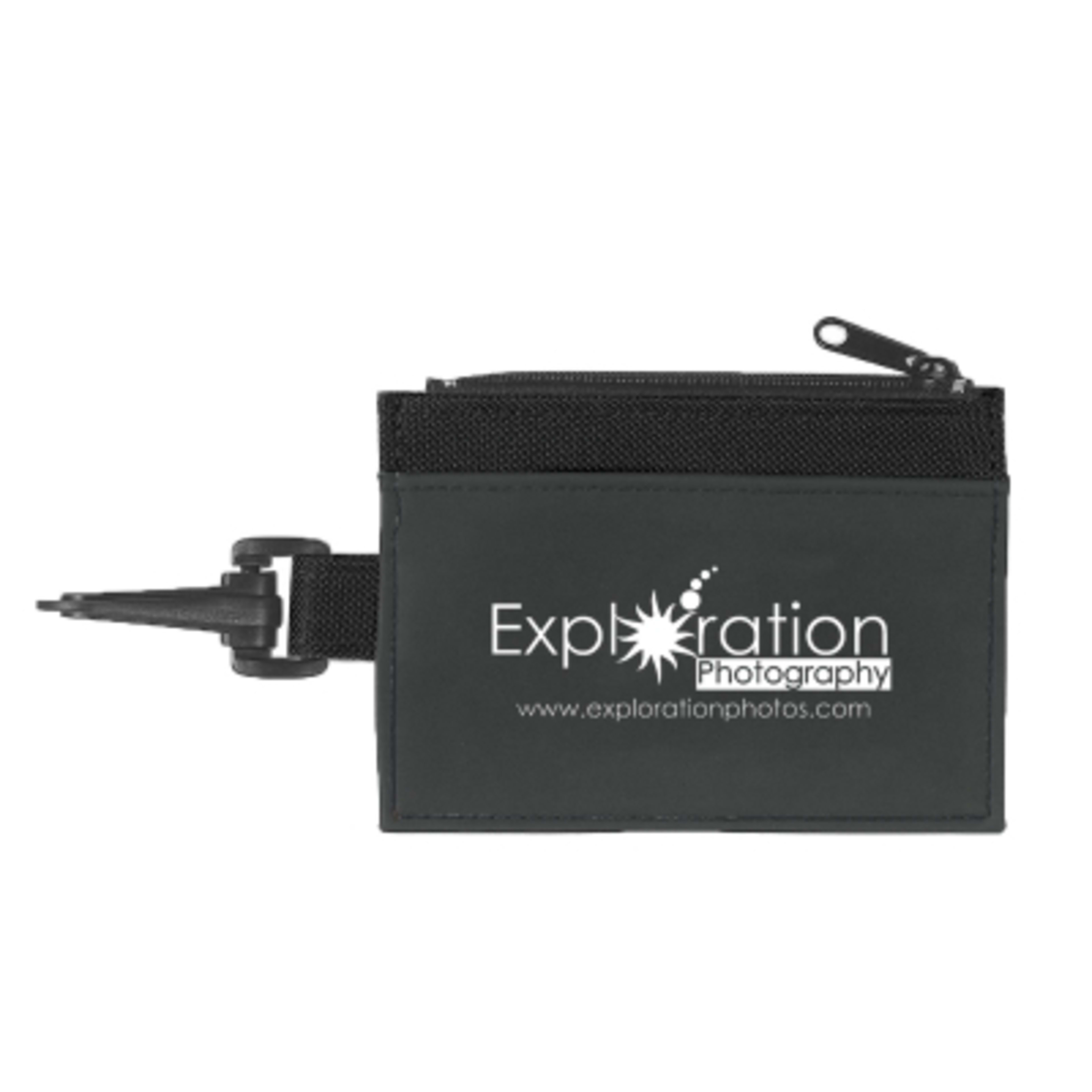 ID Holder Zippered Clear Window Clip Attachment - 4.5 x 3.25 in - Black - Silkscreen - product view 1