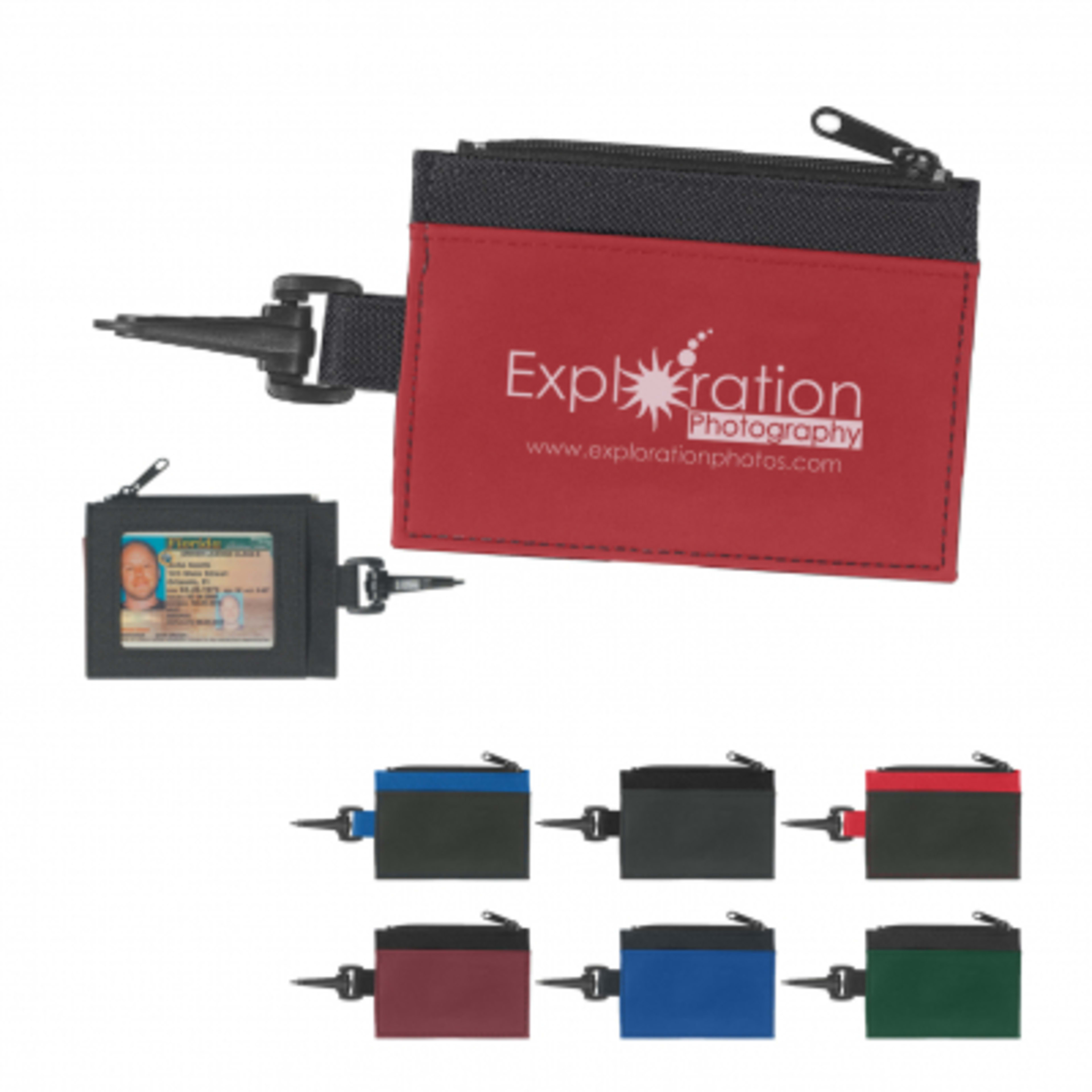 ID Holder Zippered Clear Window Clip Attachment - 4.5 x 3.25 in - Group Shot - product view 2