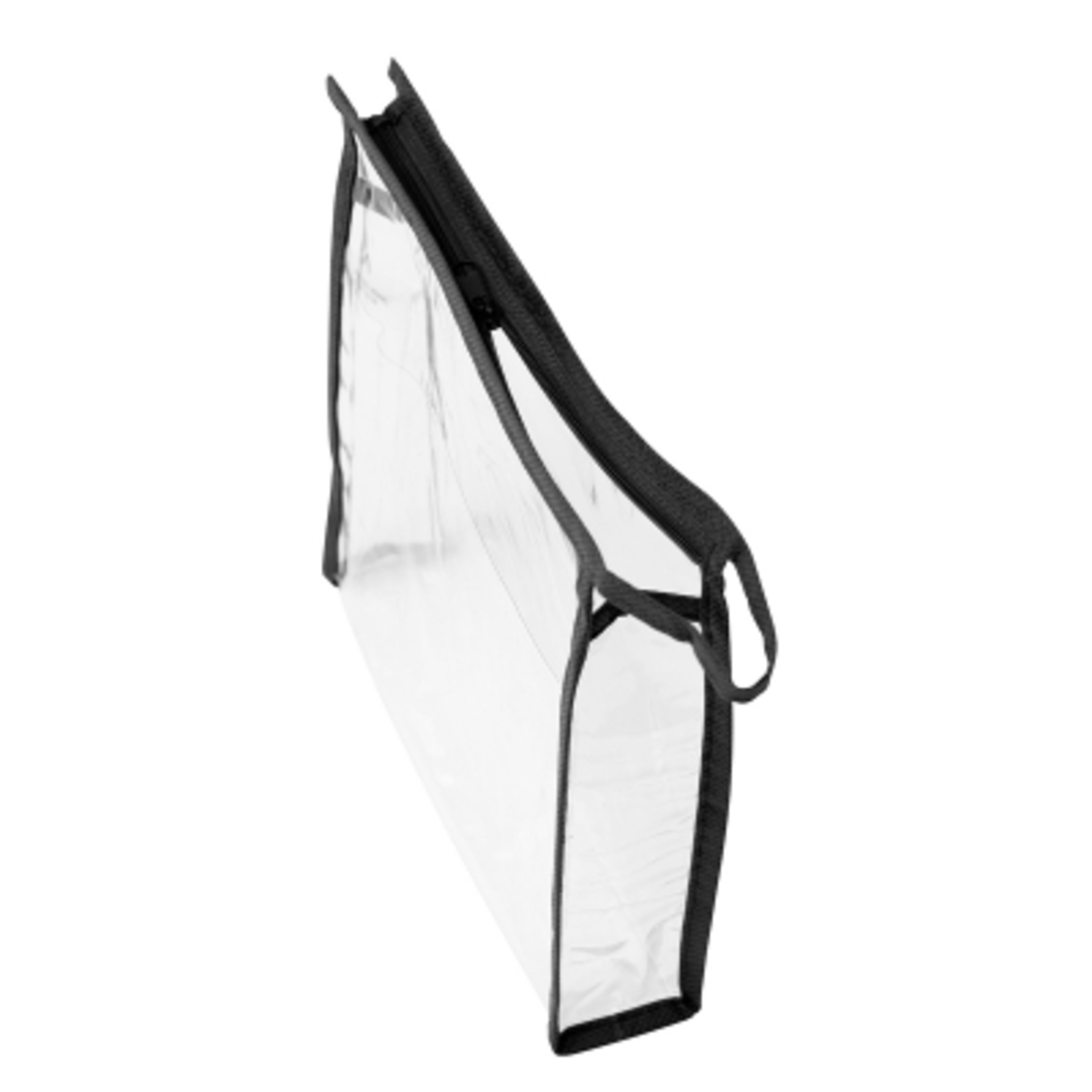 Clear Toiletry Bag PVC Front Pocket Travel - 7.75 x 6.75 x 1.5 in - Black/Clear - Top - product view 7
