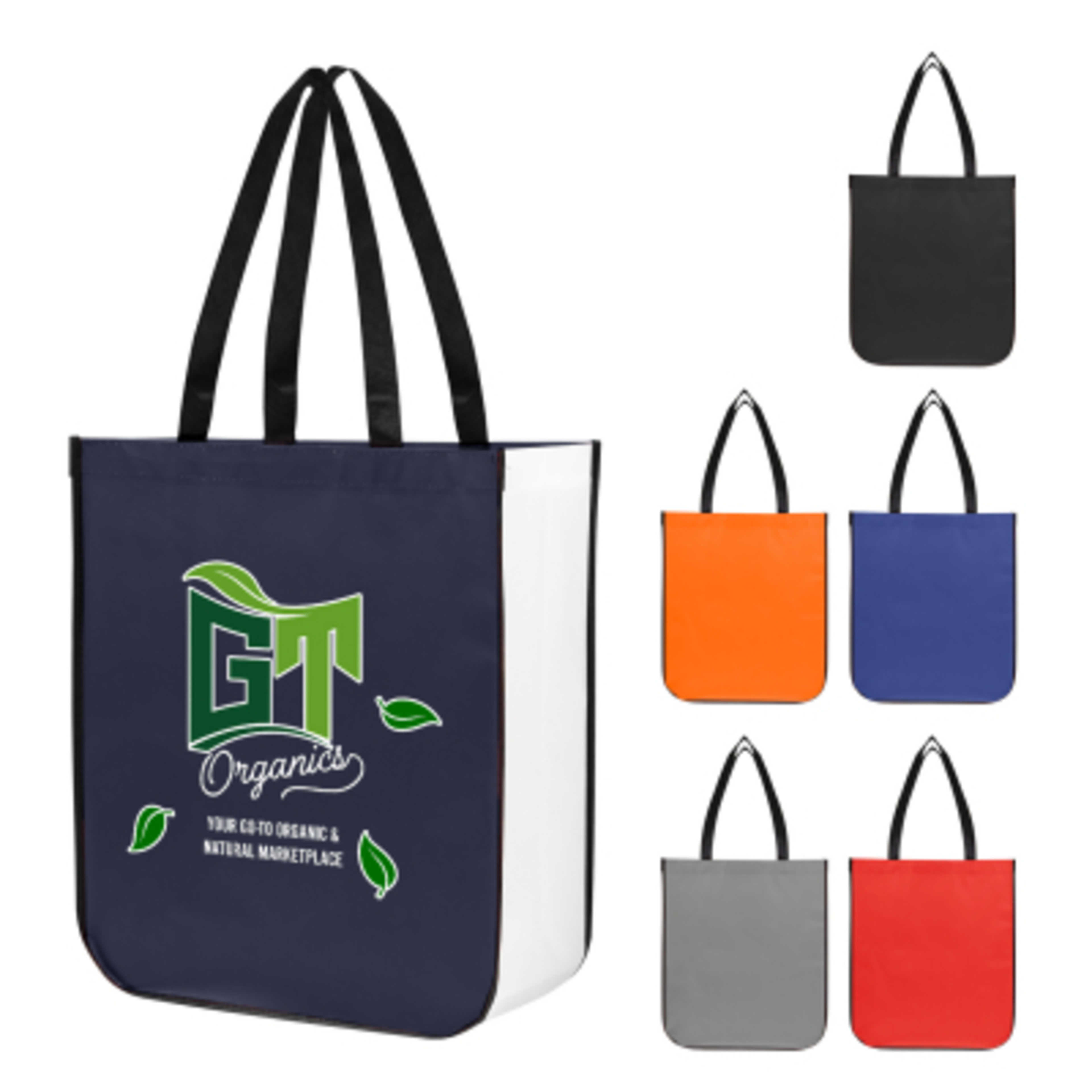 Custom Tote Bag Laminated rPET Non-Woven - 14 x 16 in - Group Shot - product view 3