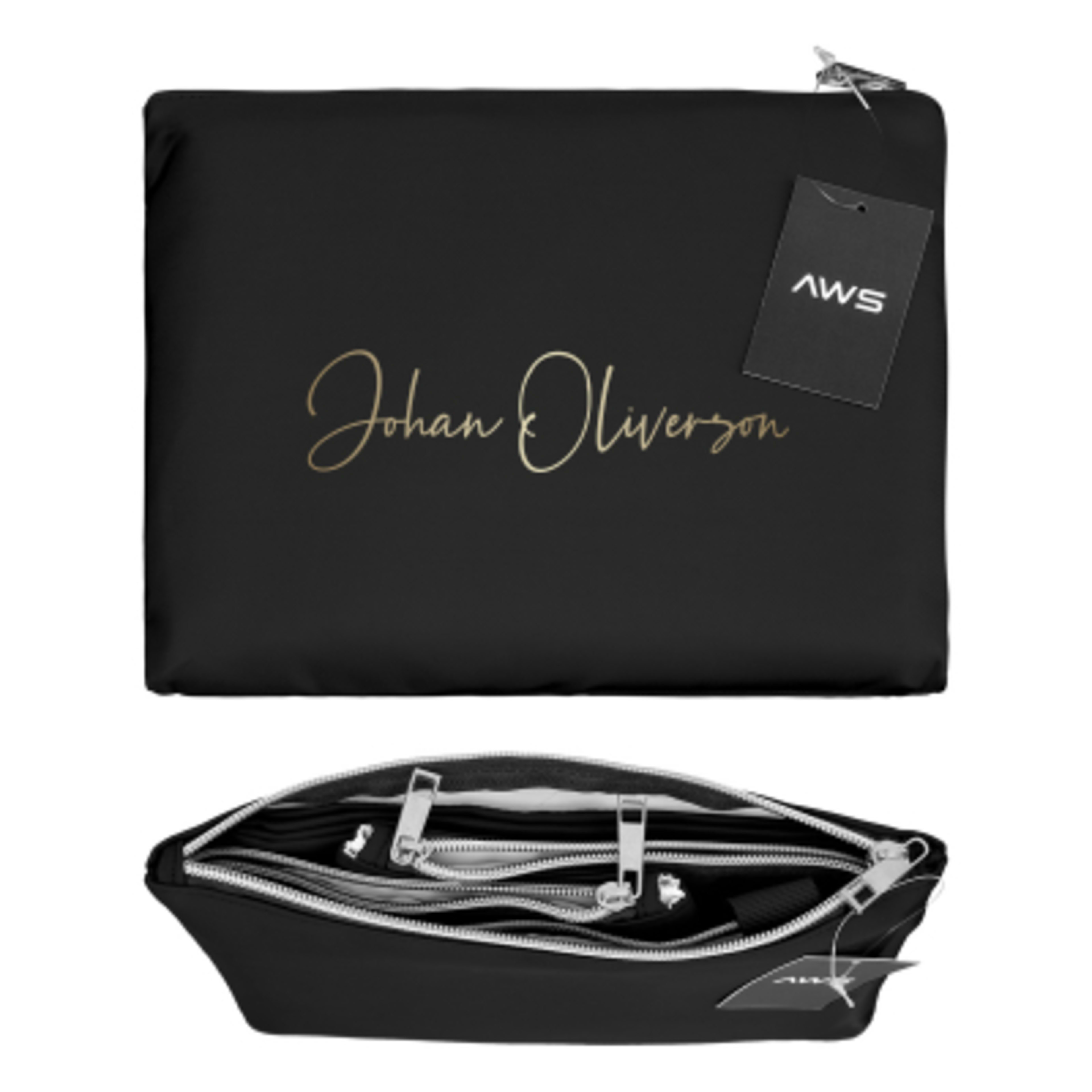 Packable Tote Bag Nylon with Travel Pouch - 23 x 14 in - Black - Colorbrite - product view 5