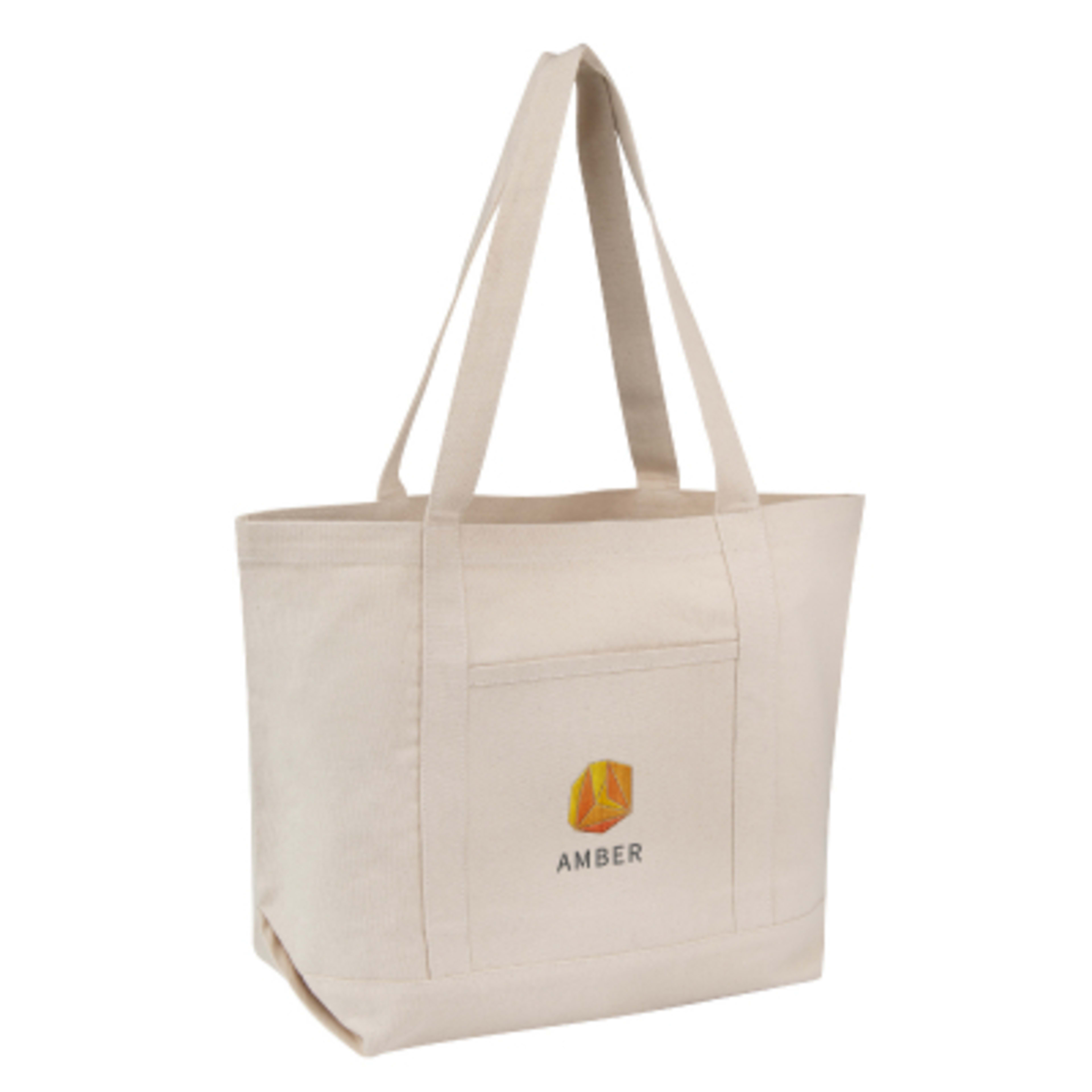 Custom Tote Bag Recycled Cotton Canvas 10 oz - 21 x 14 in - NAT - Embroidery - product view 2