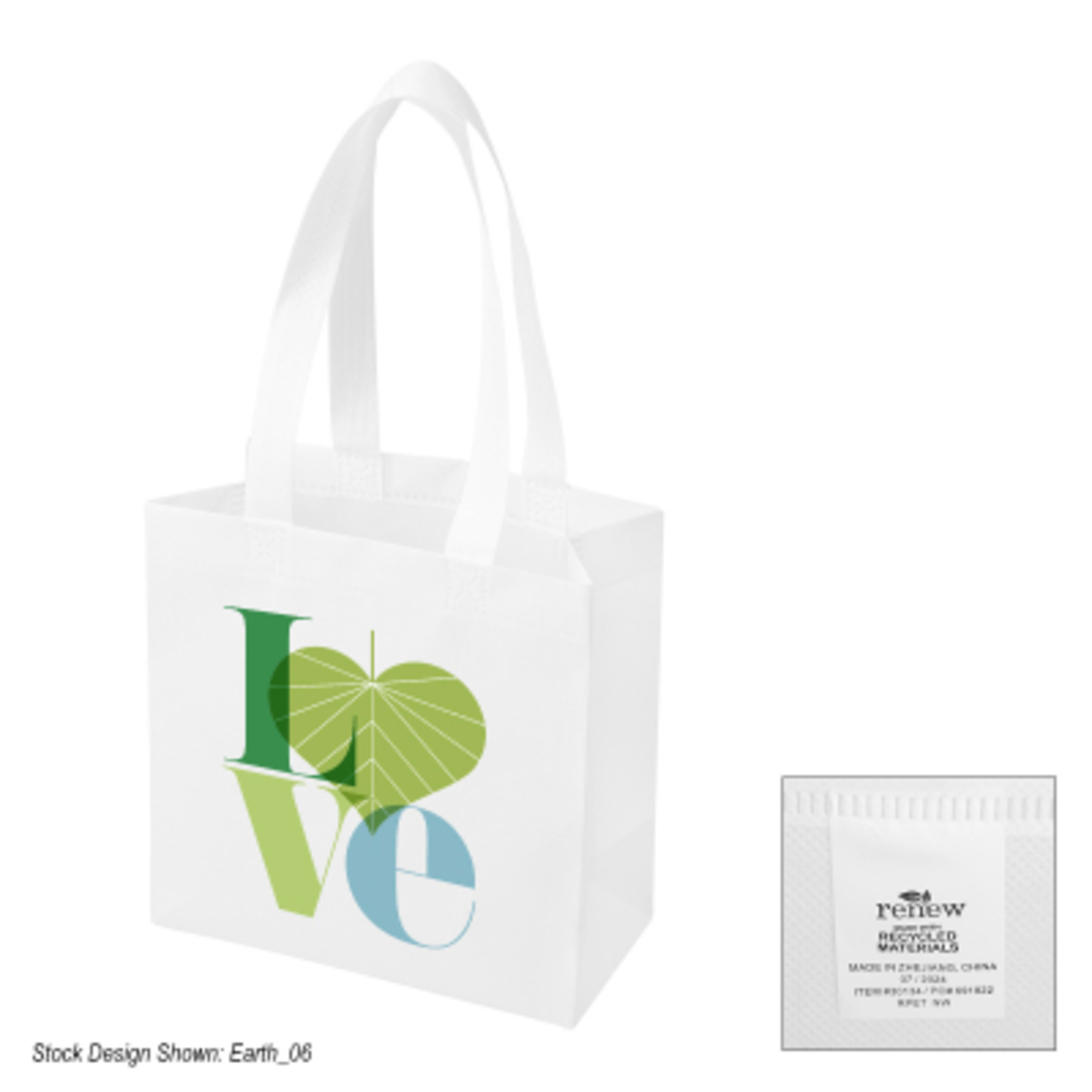 Custom Tote Bag rPET Non-Woven Recycled - 9 x 9 in - Group Shot - product view 4