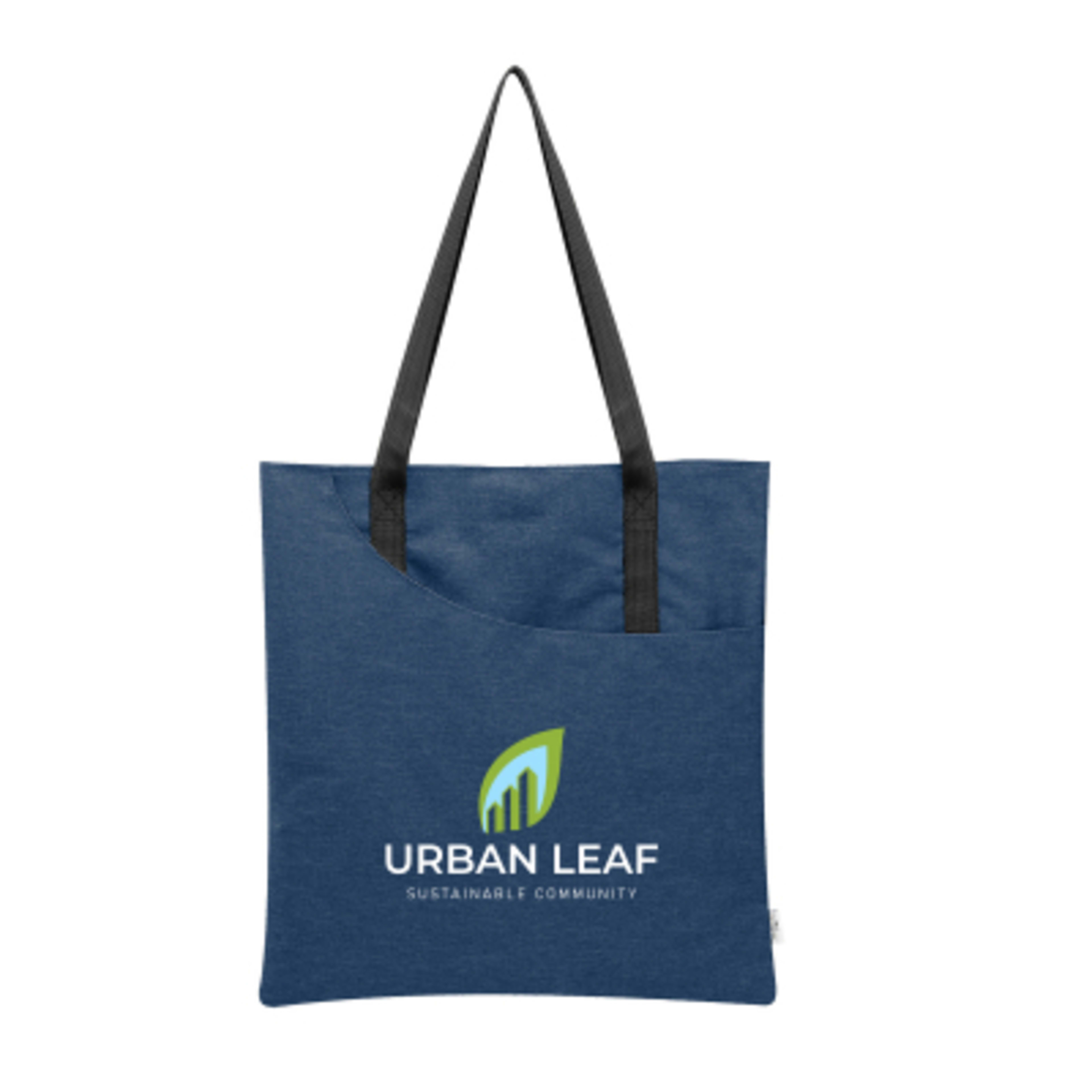 Custom Tote Bag Heathered rPET Recycled - 14 x 15 in - HEA/Navy - Colorbrite - product view 2