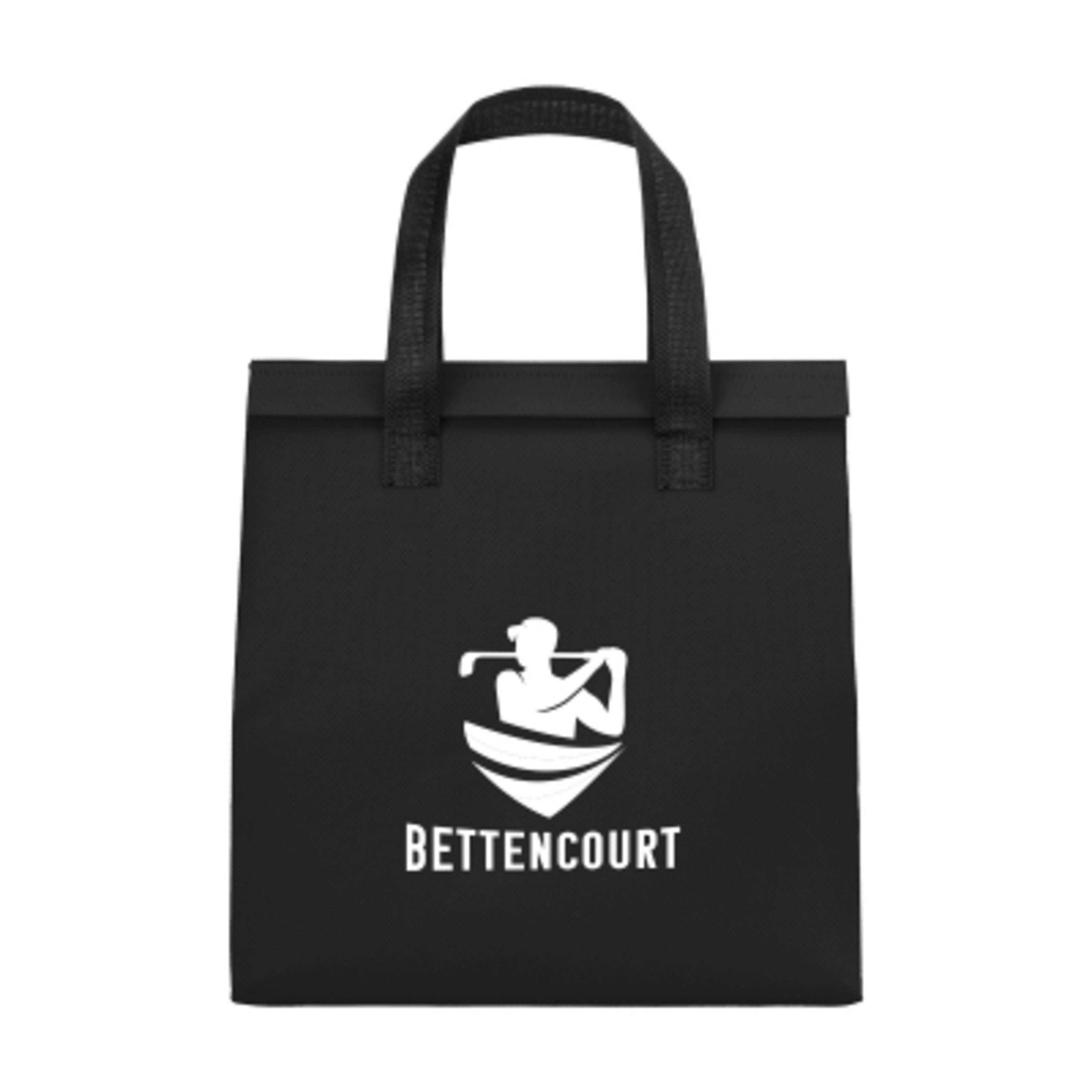 Insulated Cooler Bag Recycled Non-Woven 10 Can - 10¼ x 11 in - Black - Silkscreen - product view 1