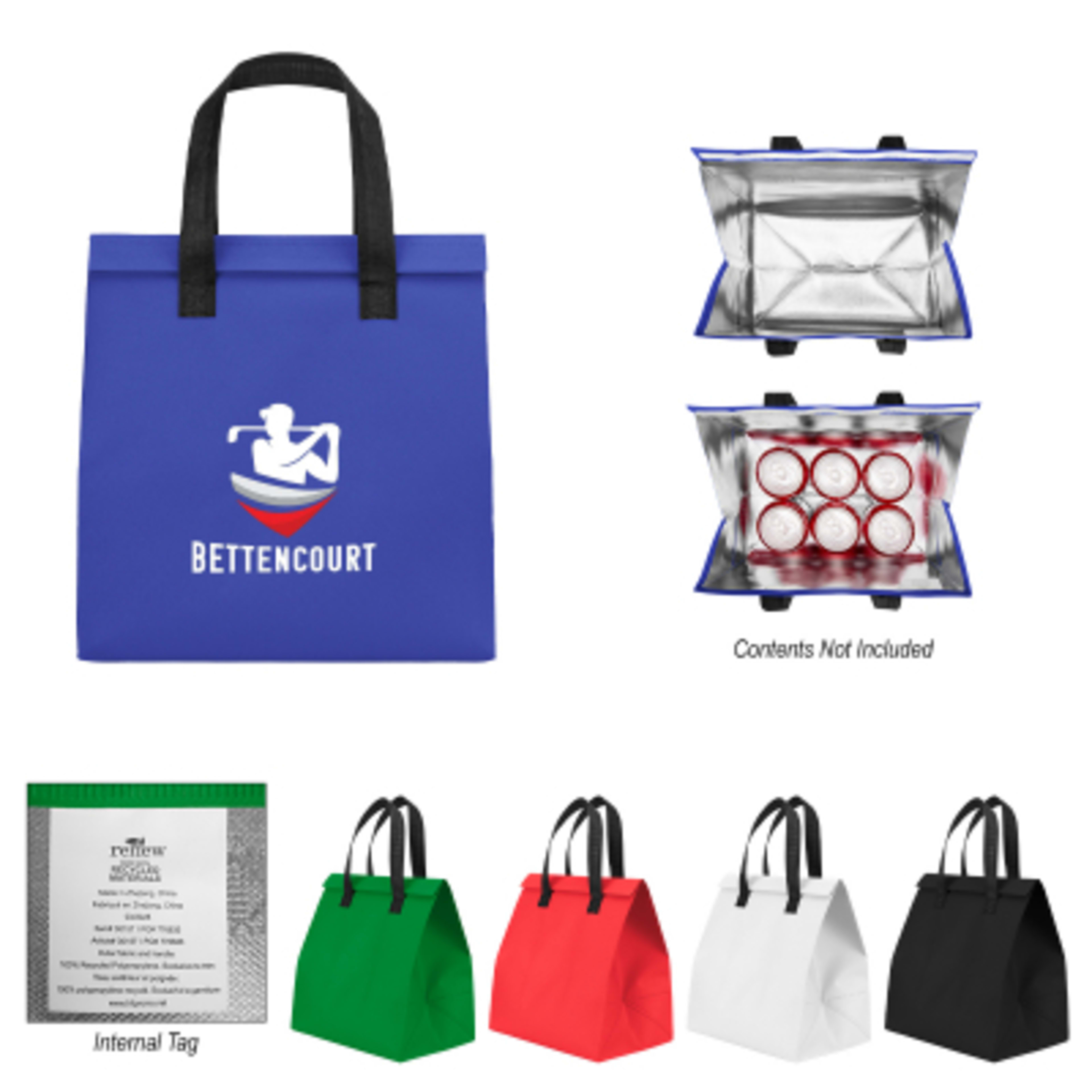 Insulated Cooler Bag Recycled Non-Woven 10 Can - 10¼ x 11 in - Group Shot - product view 3