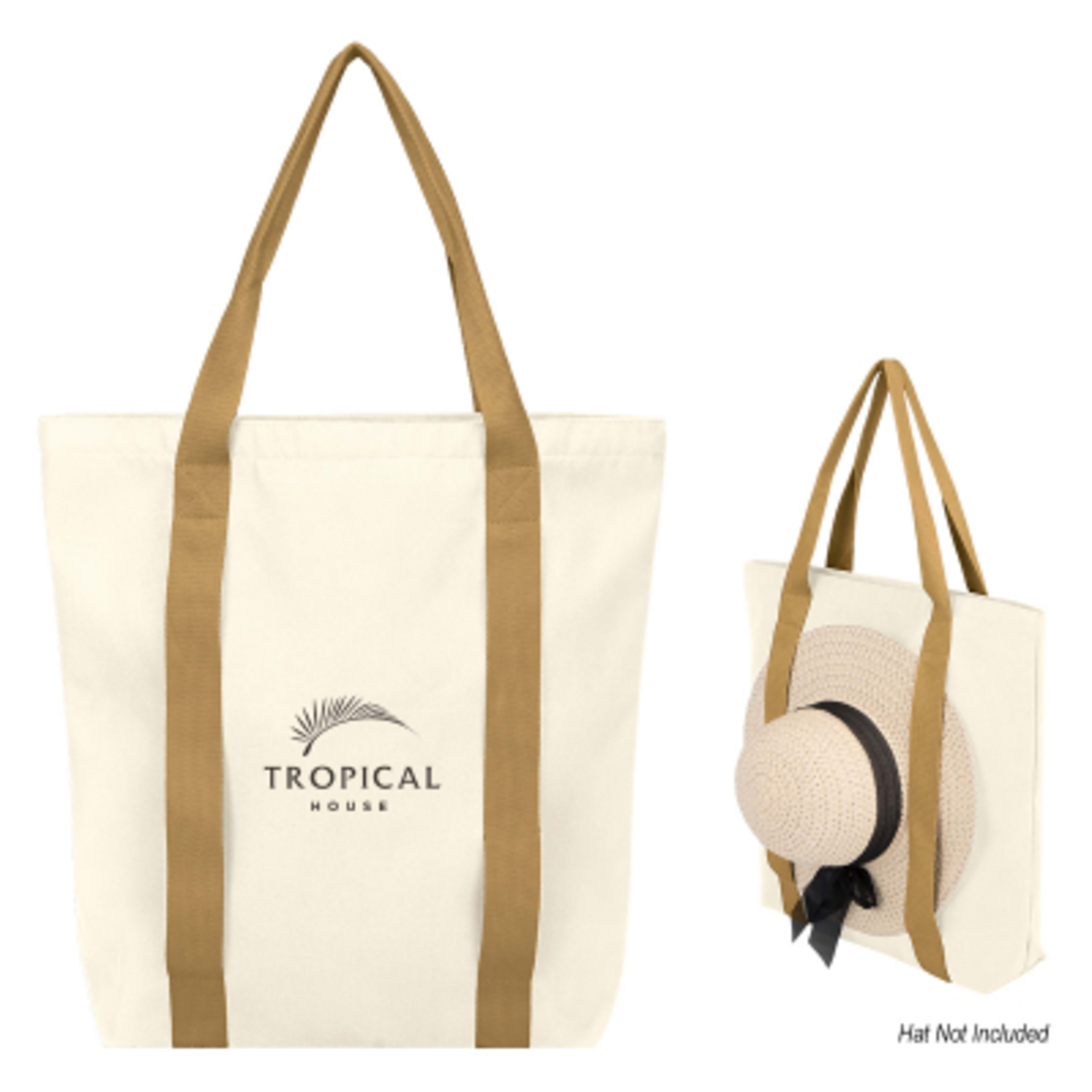Custom Tote Bag 600D rPET Recycled Polyester - 17¼ x 17¾ in - IVO/Brown - Silkscreen - product view 1
