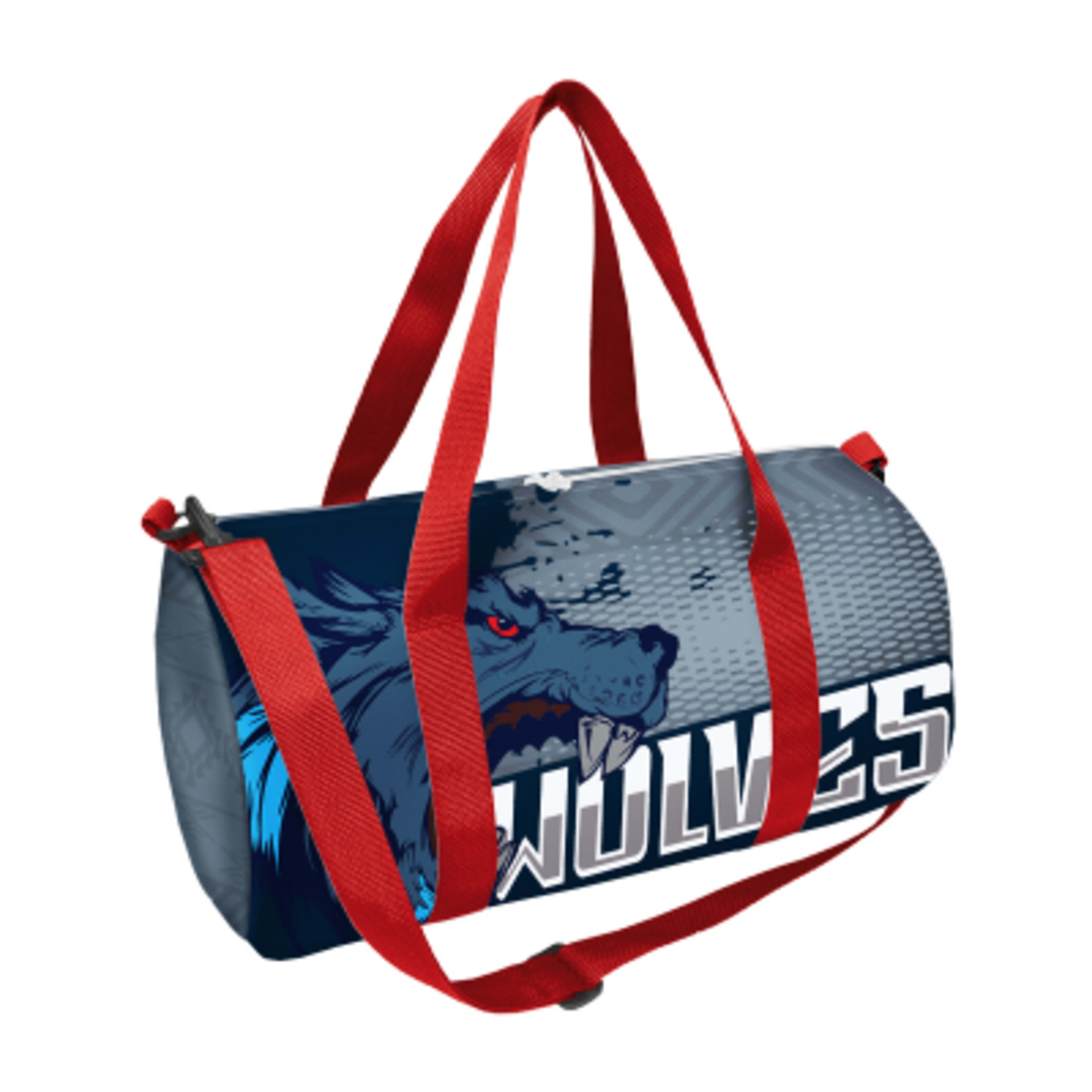 Duffel Bag rPET Double Zippered - 18 x 10 in - White/White/Red - Sublimation - product view 3