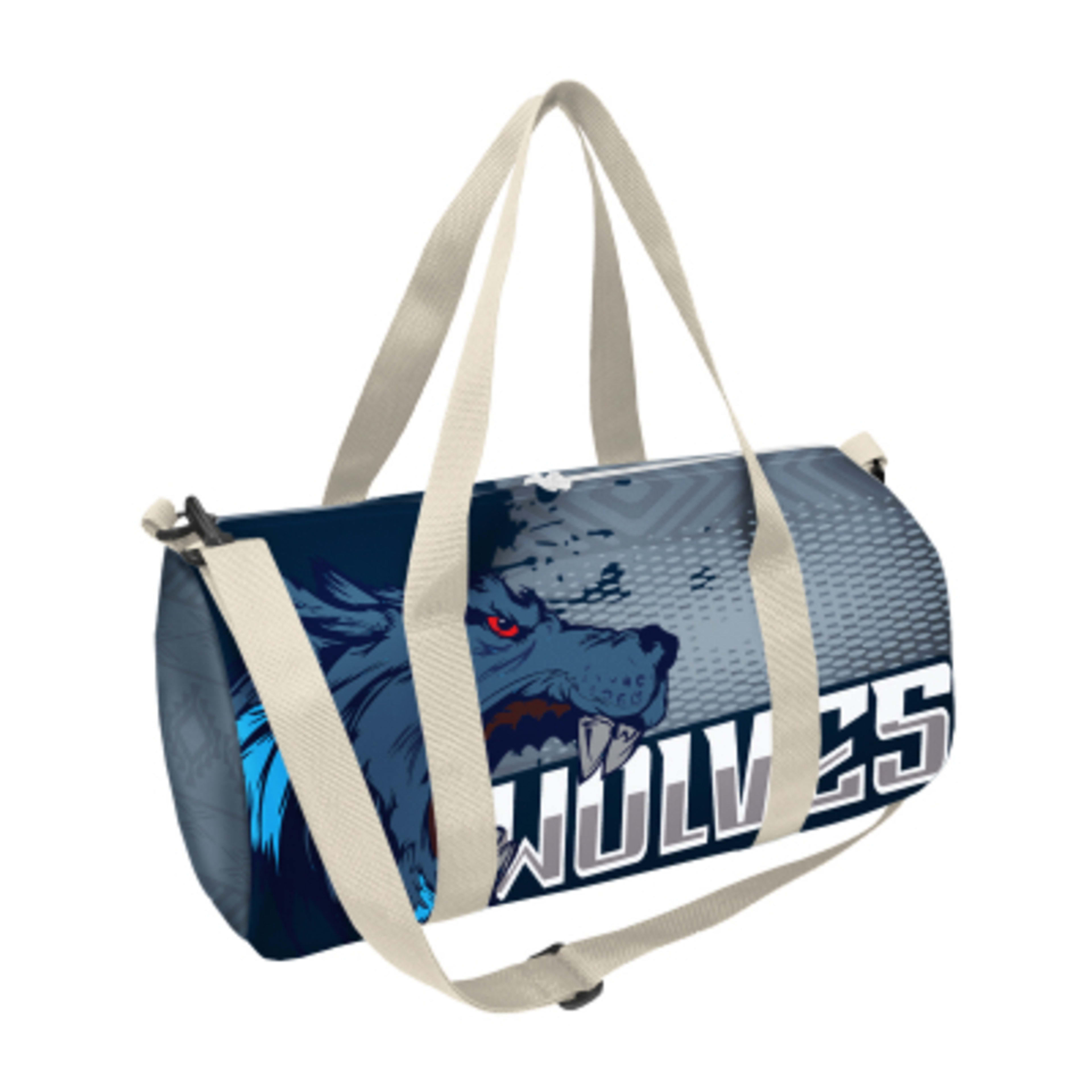Duffel Bag rPET Double Zippered - 18 x 10 in - White/White/NAT - Sublimation - product view 5