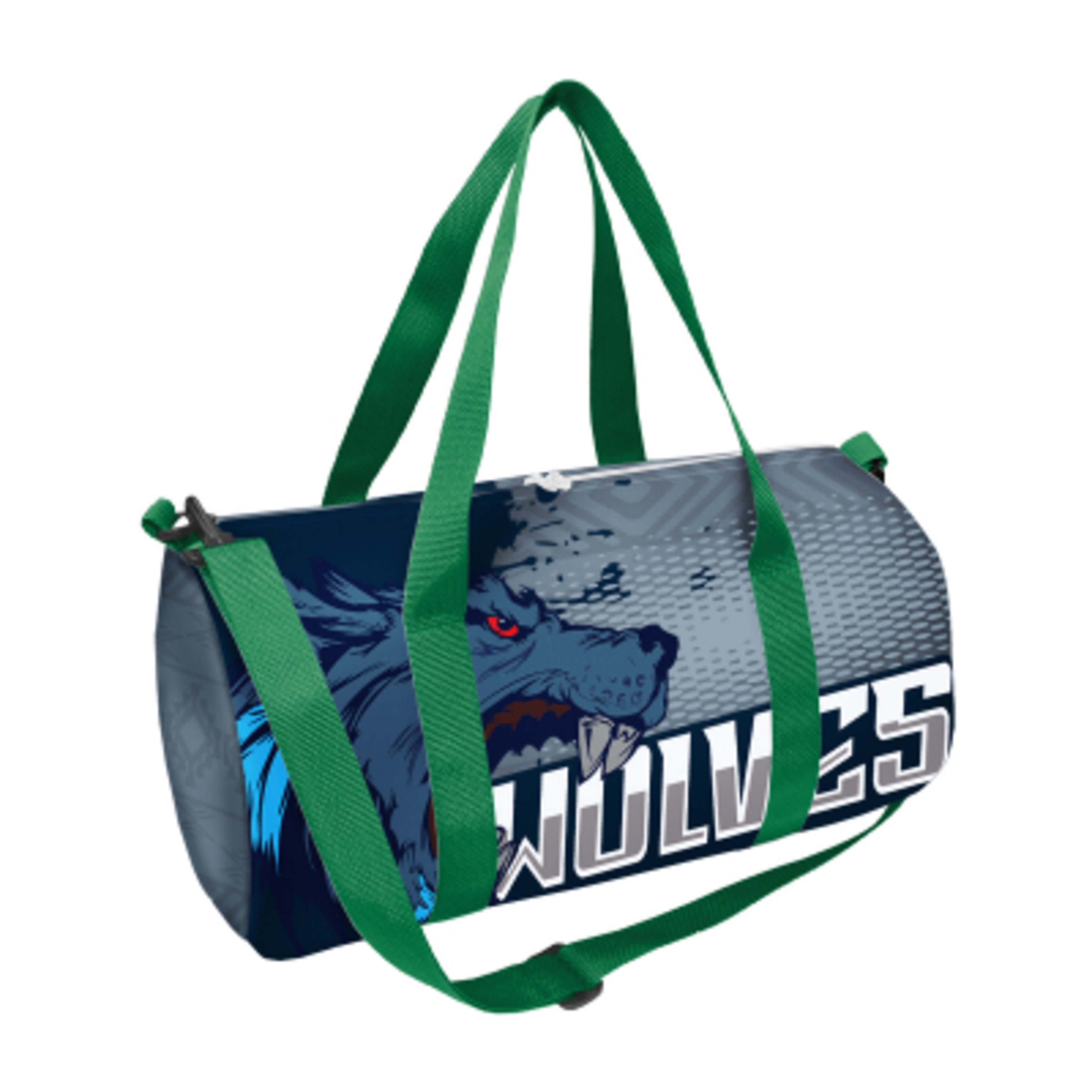 Duffel Bag rPET Double Zippered - 18 x 10 in - White/White/Green - Sublimation - product view 6