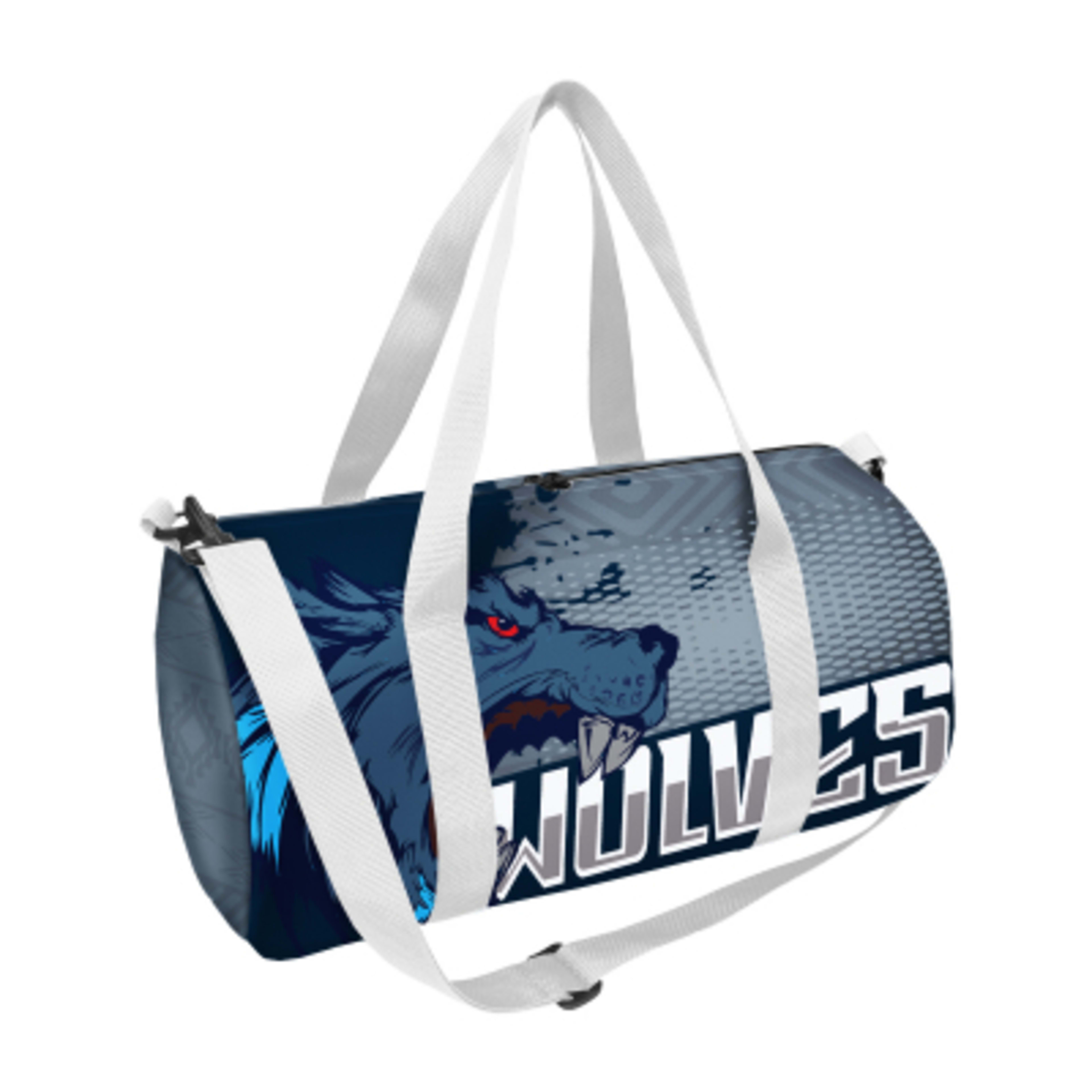 Duffel Bag rPET Double Zippered - 18 x 10 in - White/Black/White - Sublimation - product view 10