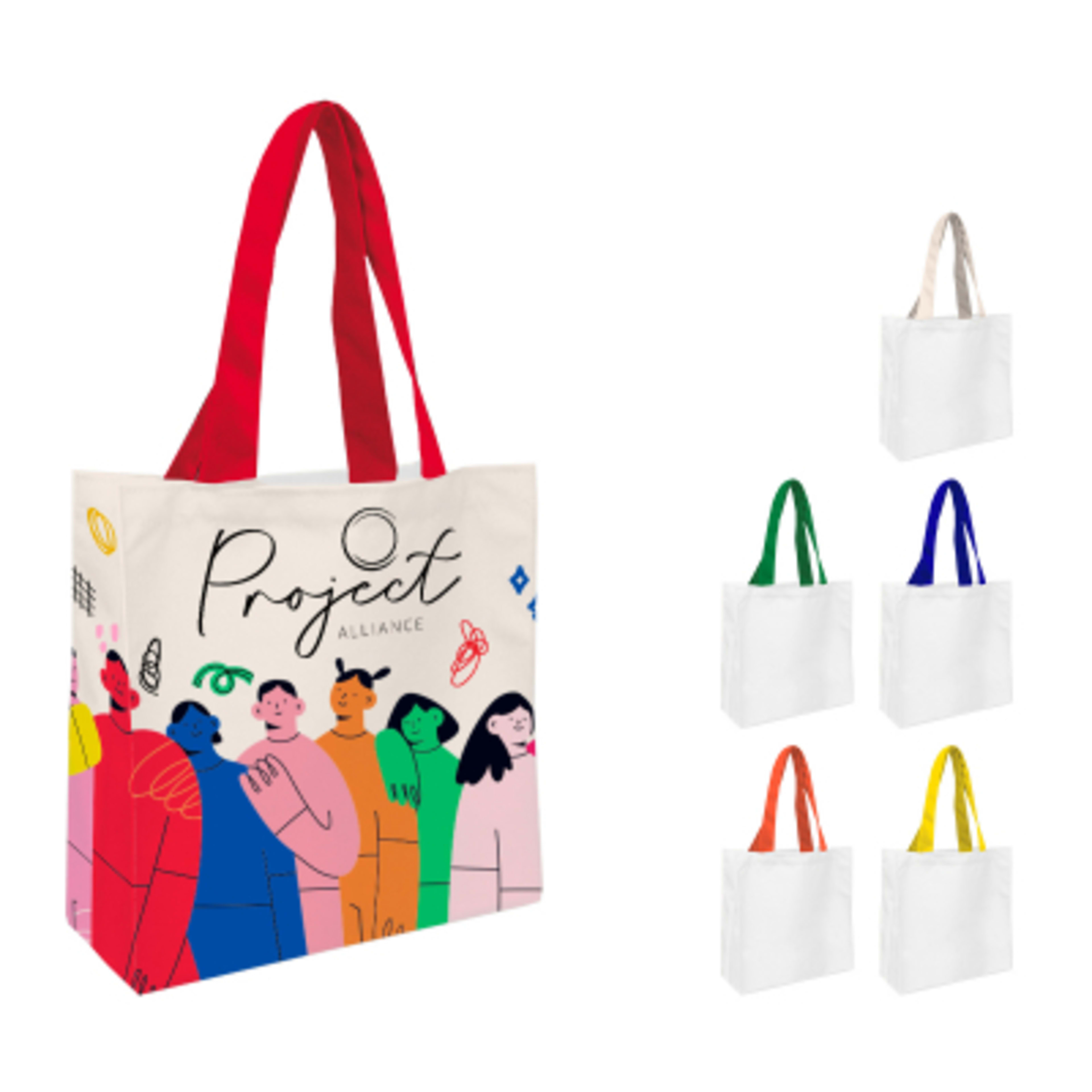Custom Tote Bag Poly Canvas with Open Compartment - 16 x 12 in - Group Shot - product view 2