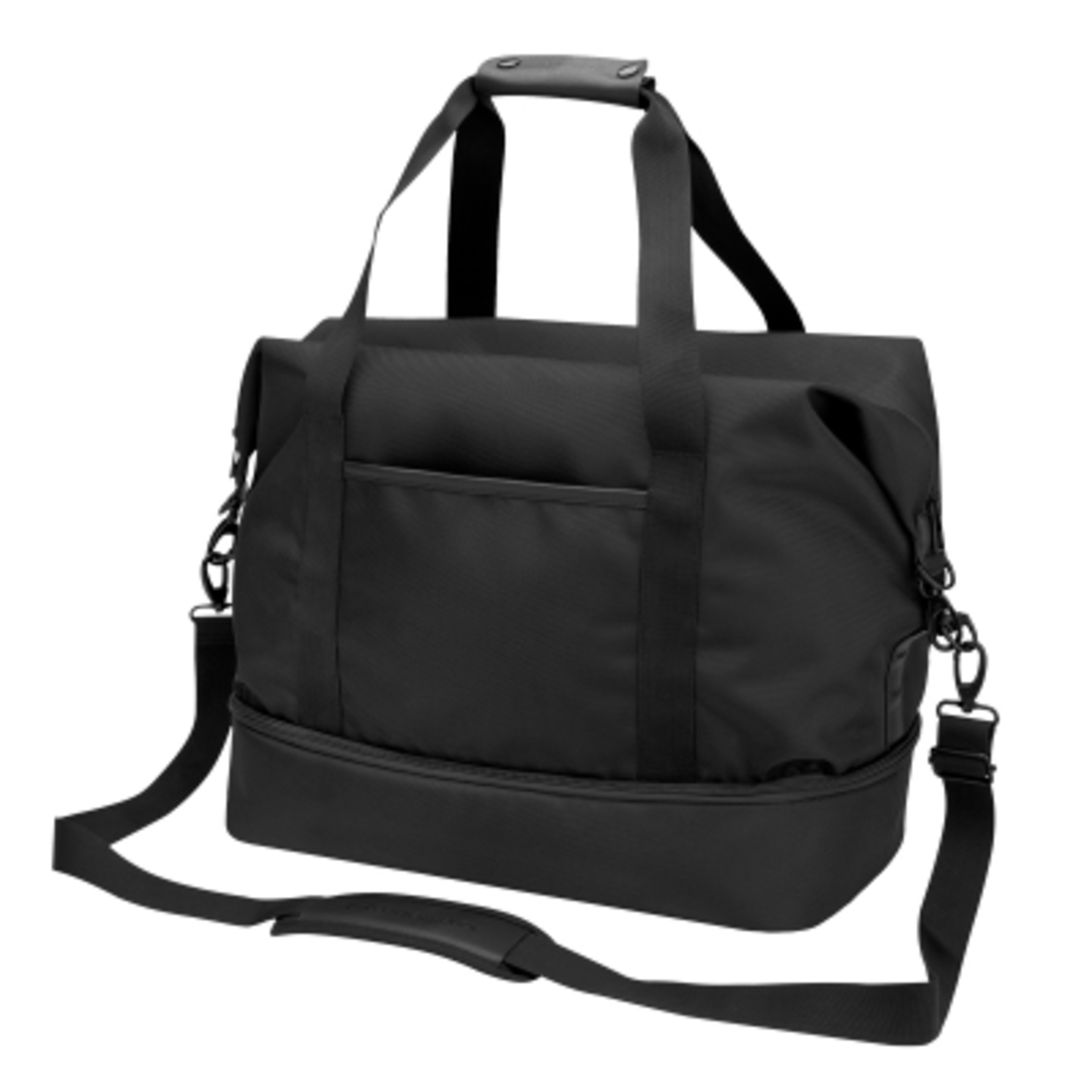 Weekender Bag rPET Drop Bottom Travel Style - 18.5 x 15 in - Black/Black - Angle - product view 7