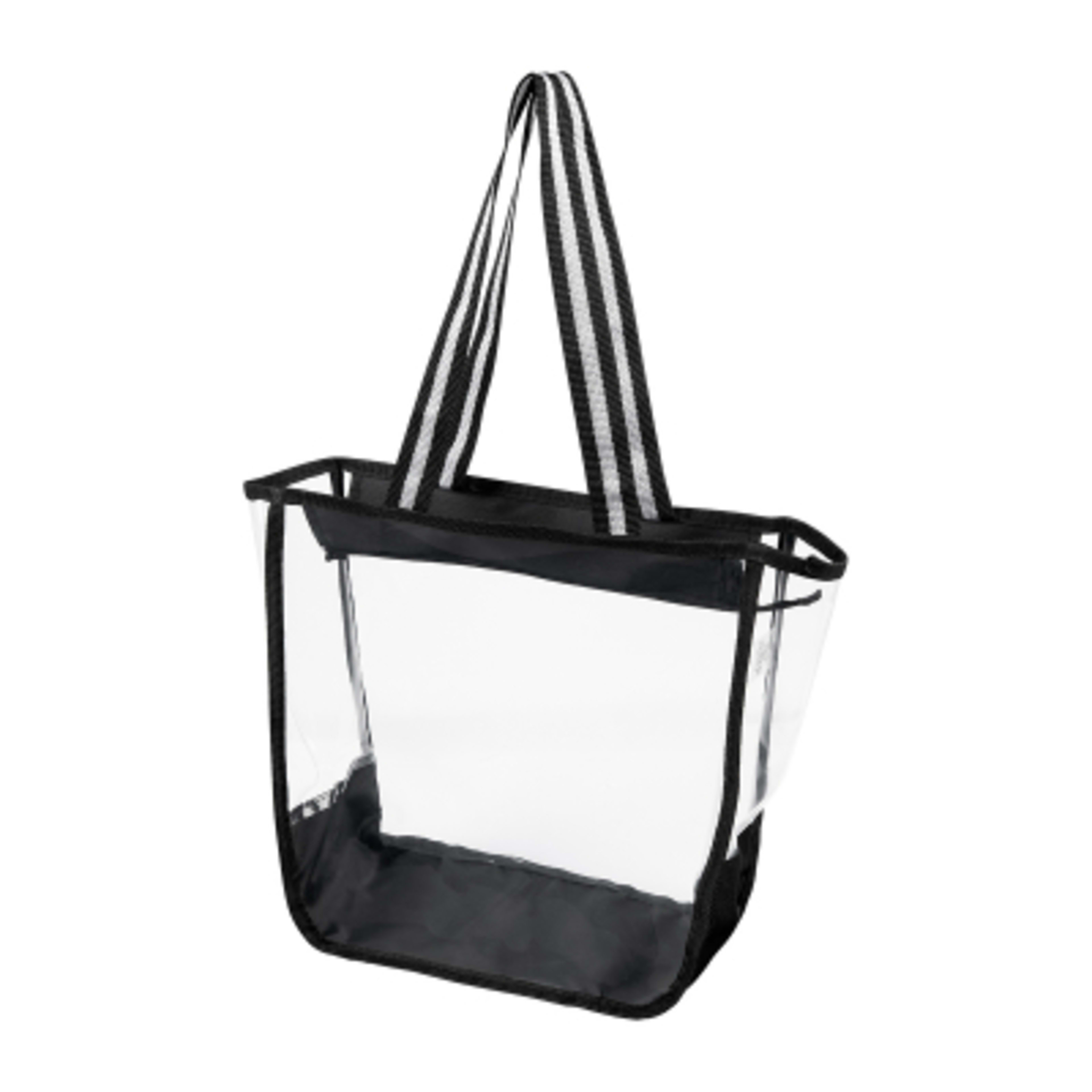Custom Tote Bag EVA Clear Zippered Stowe - 12 x 13 x 5.5 in - Clear/Black - Angle - product view 3