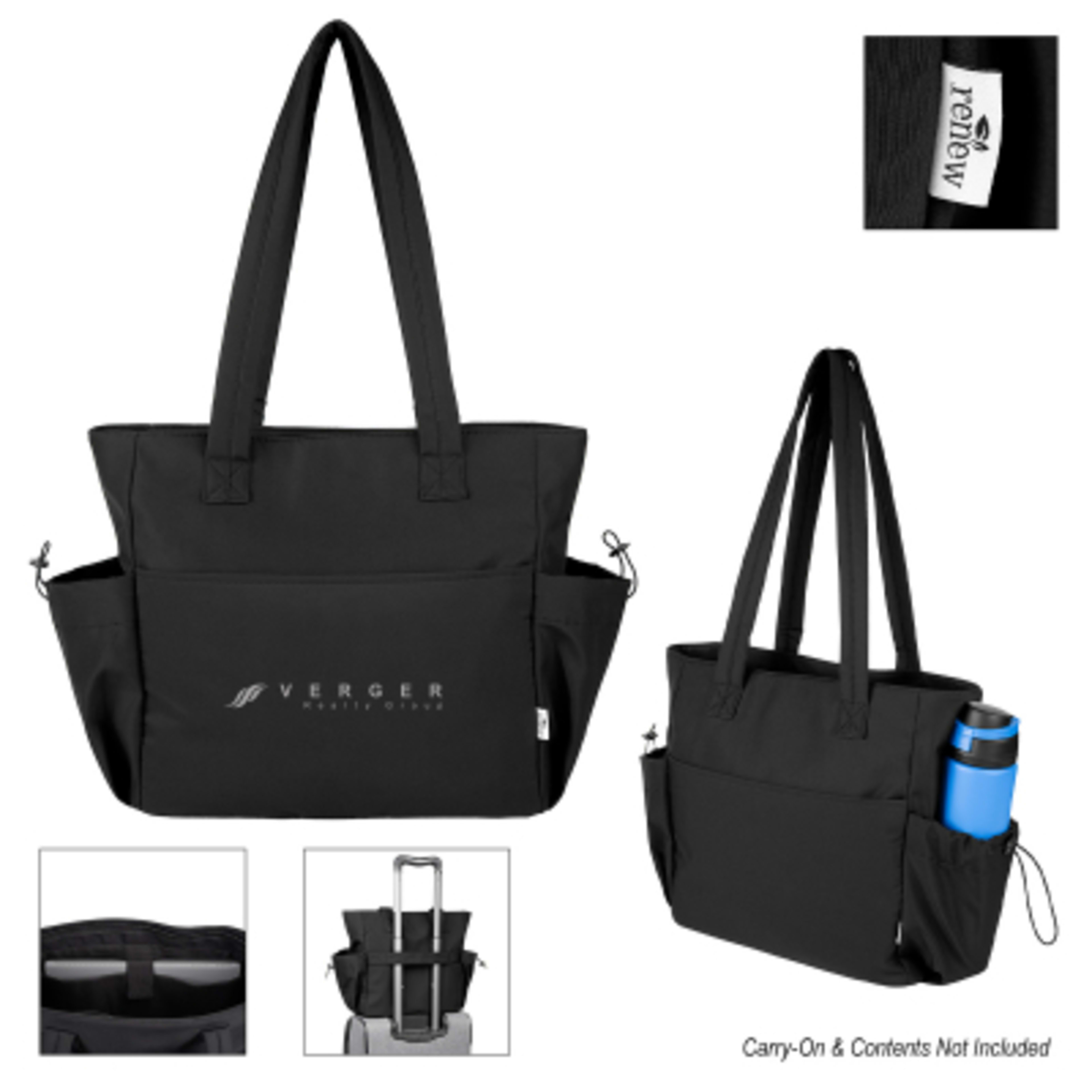 Computer Tote Bag Recycled Polyester Arthur - 12.5 x 16 in - Black - Silkscreen - product view 5