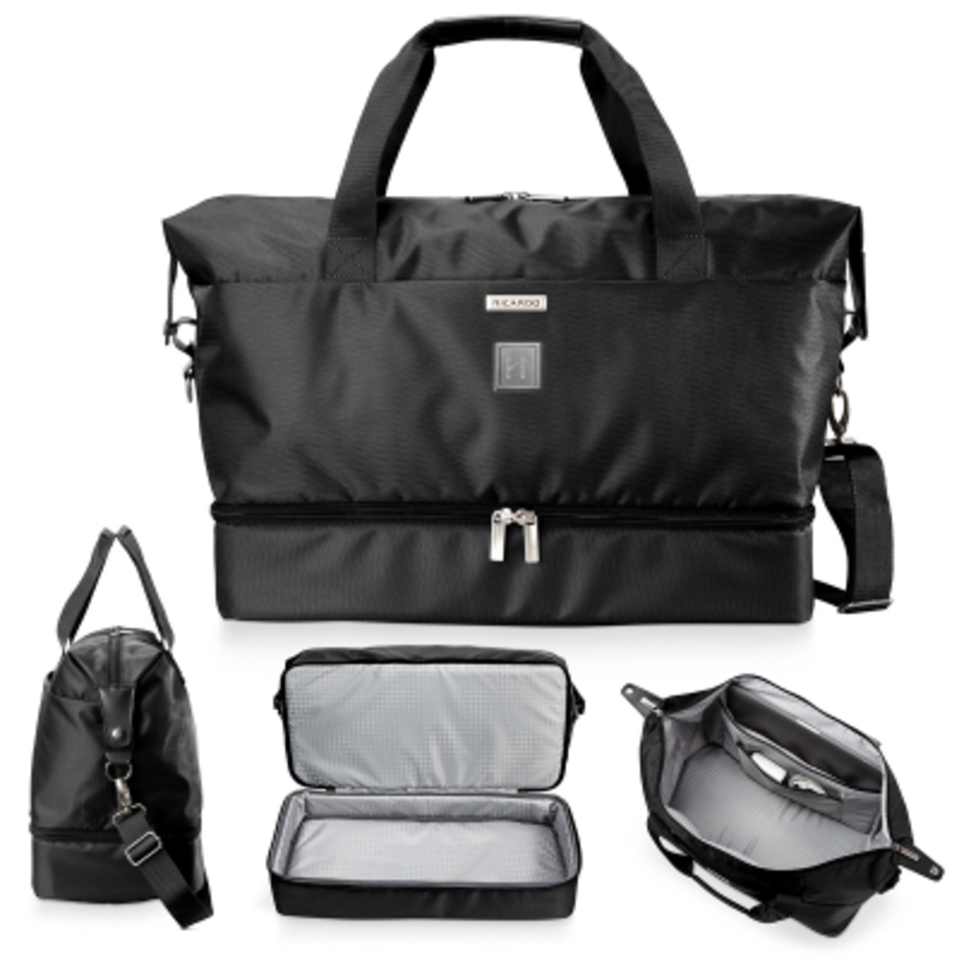Ricardo Duffel Bag rPET Drop-Bottom Weekender - 22.5 x 14 in - Black - Laser - product view 2