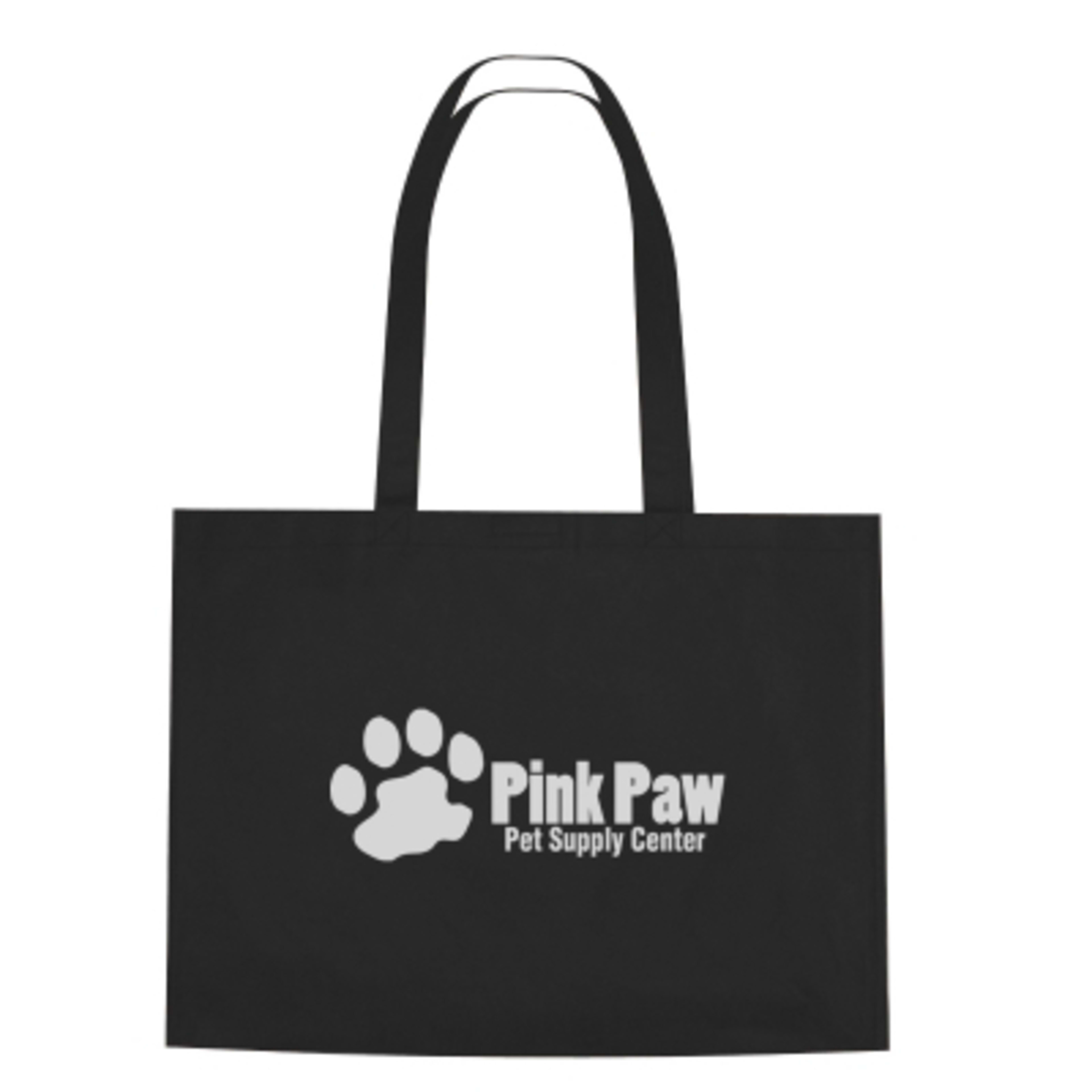 Custom Tote Bag Non-Woven Hook Loop Closure - 20 x 15 in - Black - Silkscreen