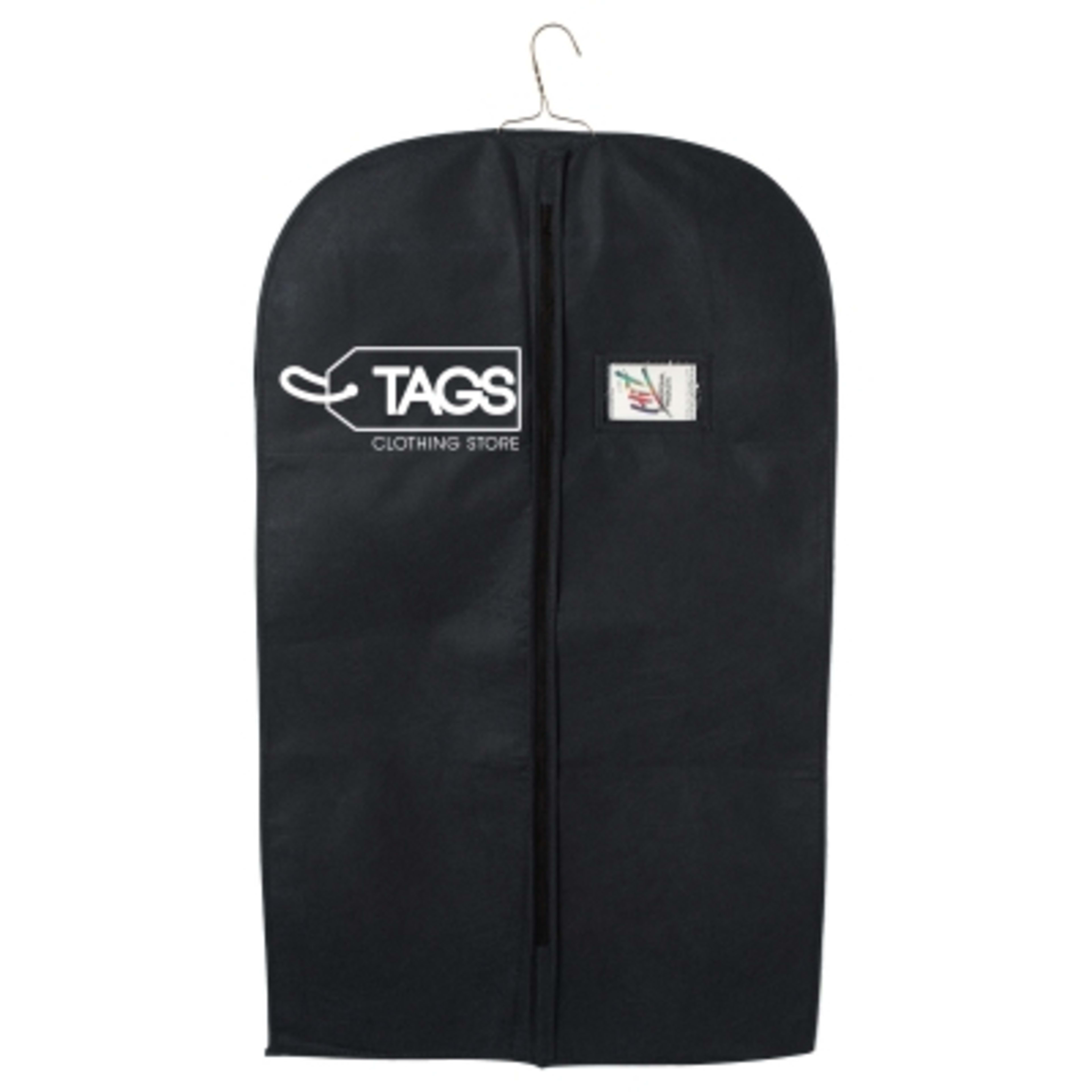 Garment Bag Non-Woven Zippered Closure - 23 x 39 in - Black - Silkscreen - product view 1