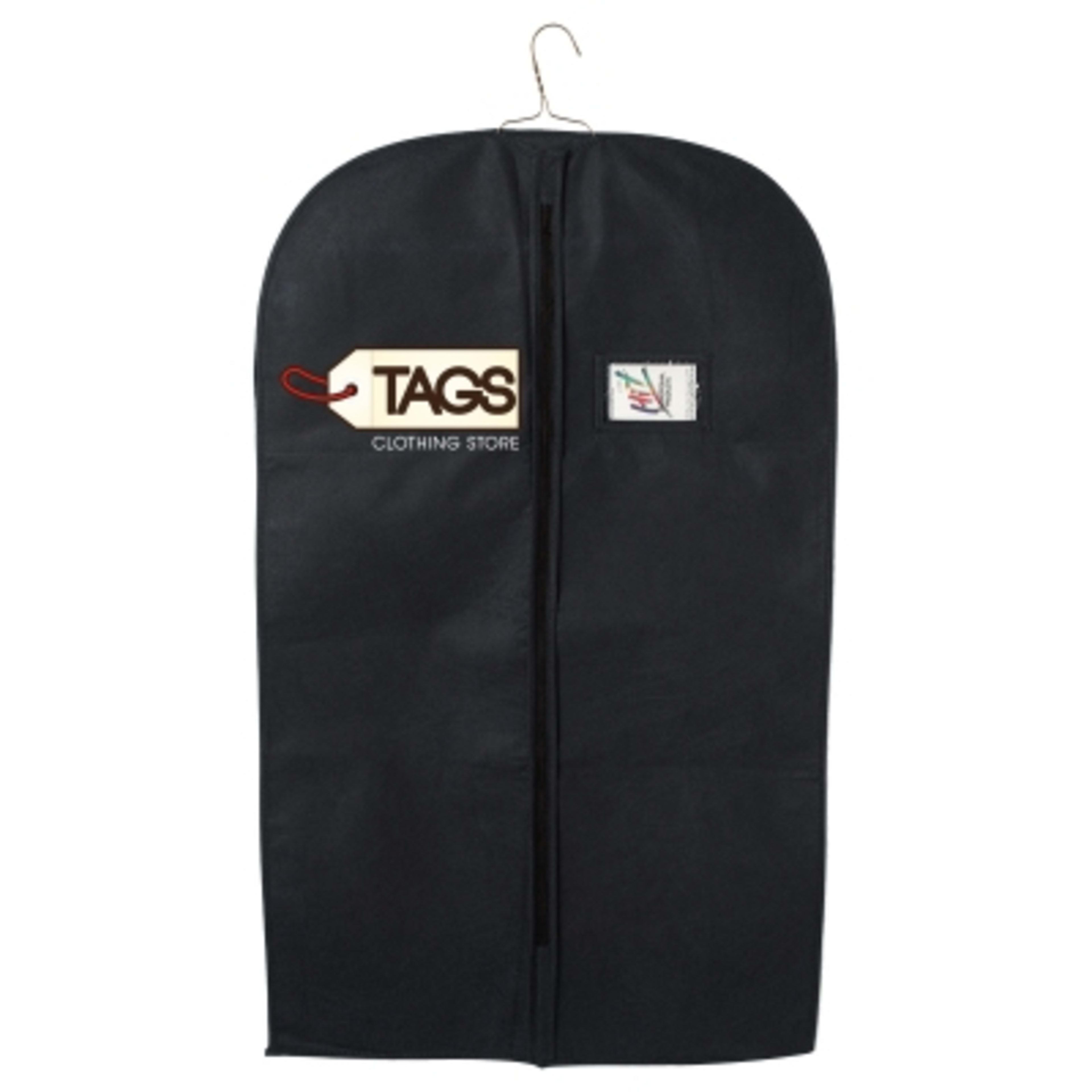 Garment Bag Non-Woven Zippered Closure - 23 x 39 in - Black - Colorbrite - product view 2