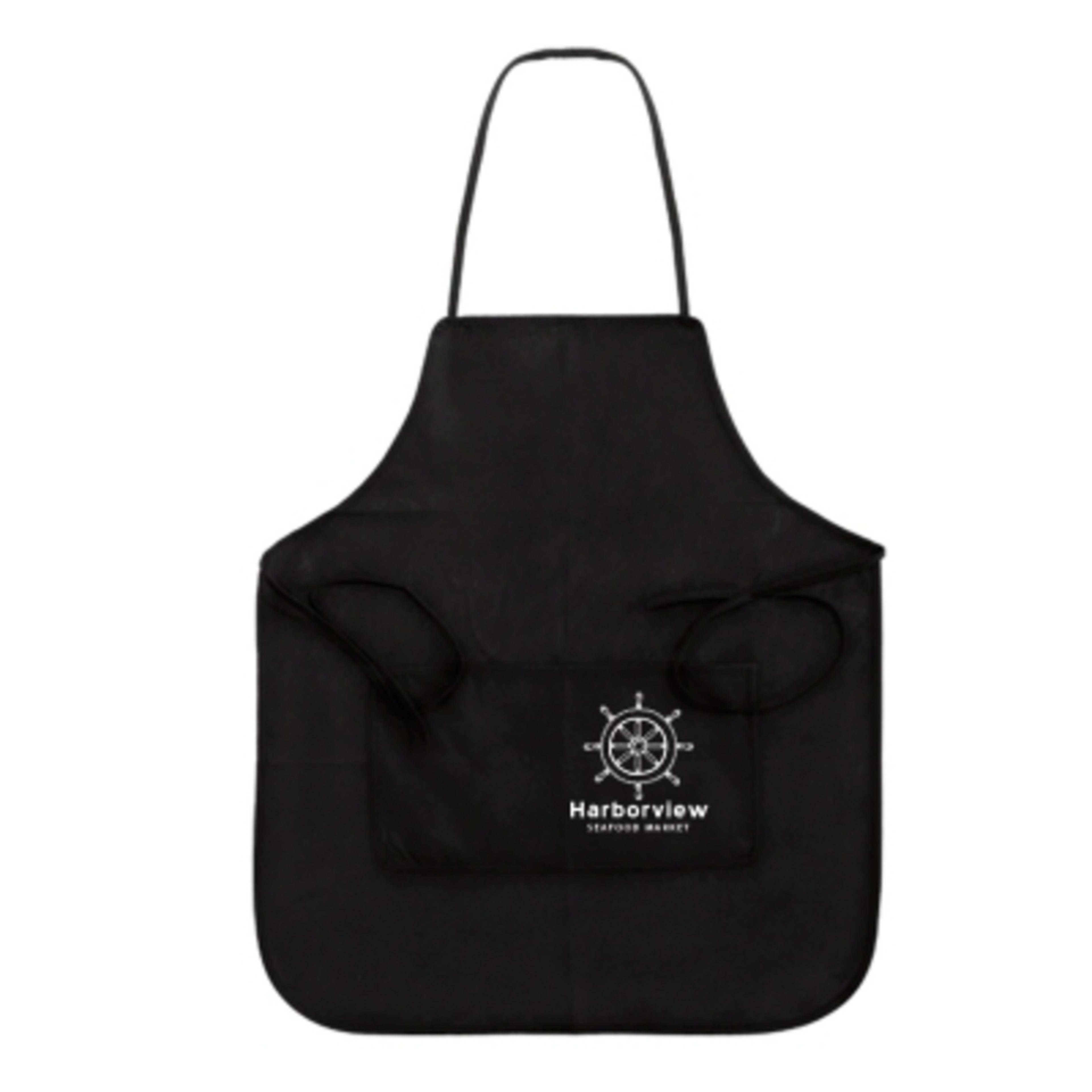 Apron Non-Woven Water-Resistant Full Coverage - 24 x 28 in - Black - Left Optional Silkscreen - product view 3