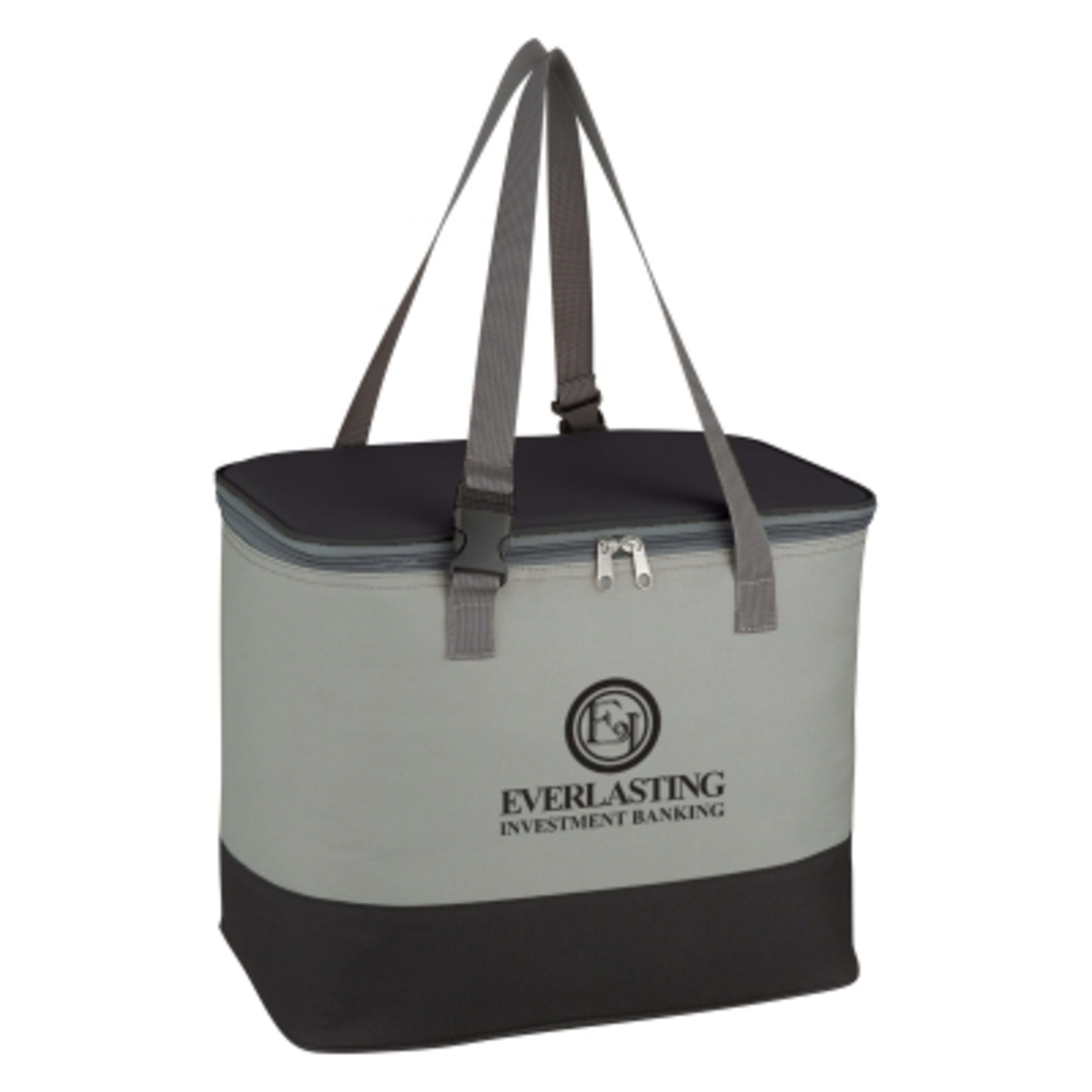 Insulated Cooler Bag with Foil Lining - 13.5 x 11.25 in - Gray/Black - Silkscreen - product view 1