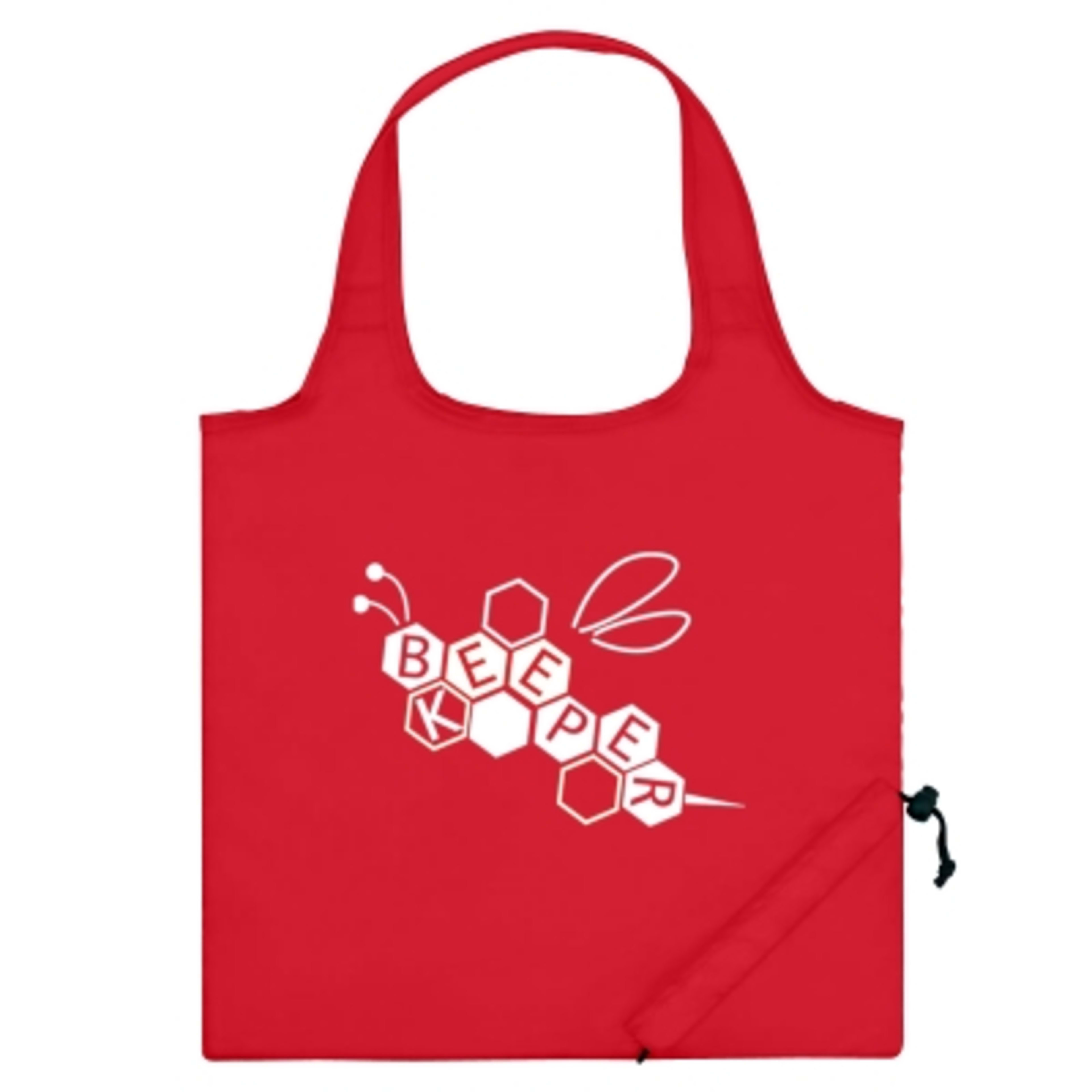 Custom Tote Bags Foldaway with Storage Pouch - 16 x 14.5 in - Red - Silkscreen - product view 2