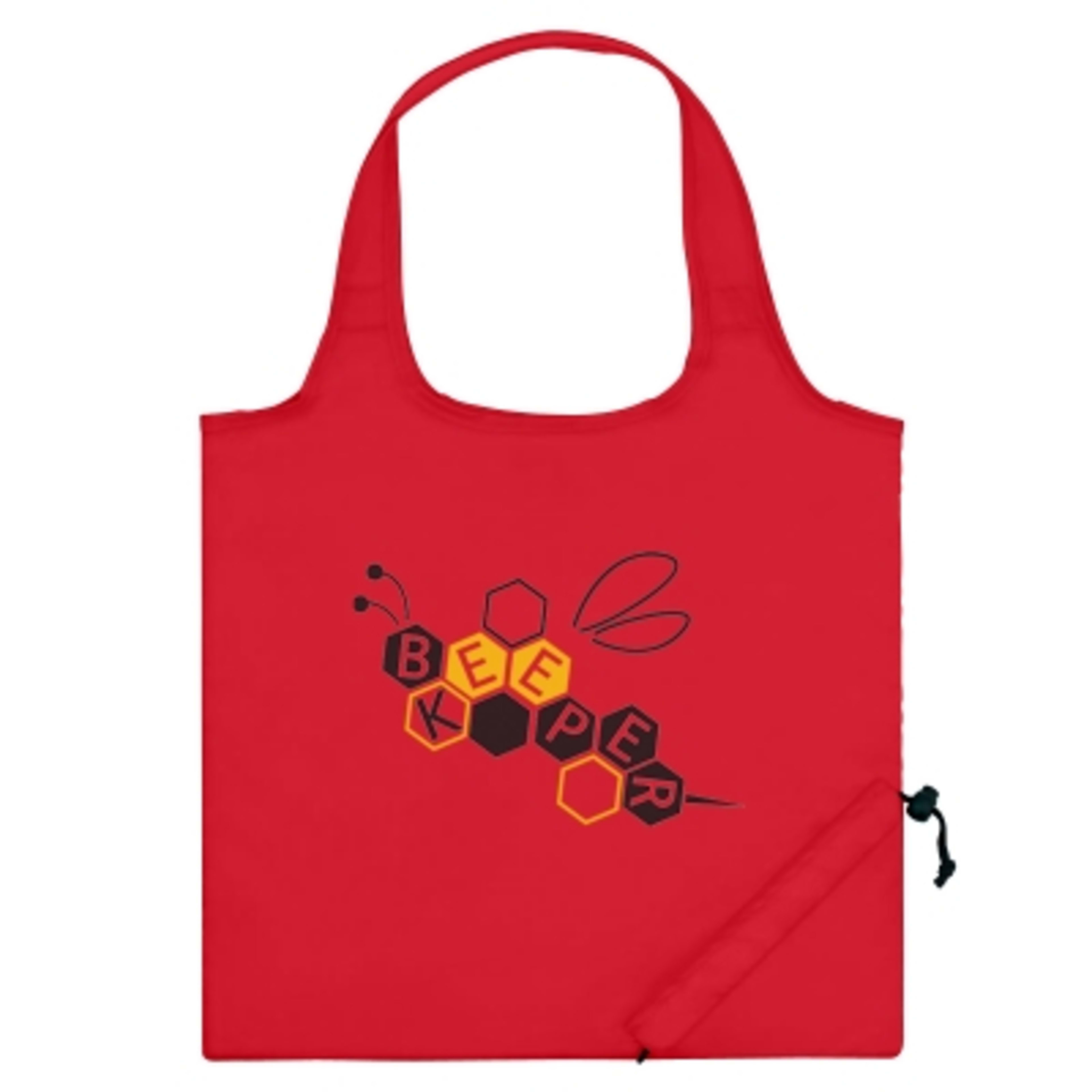 Custom Tote Bags Foldaway with Storage Pouch - 16 x 14.5 in - Red - Colorbrite - product view 7