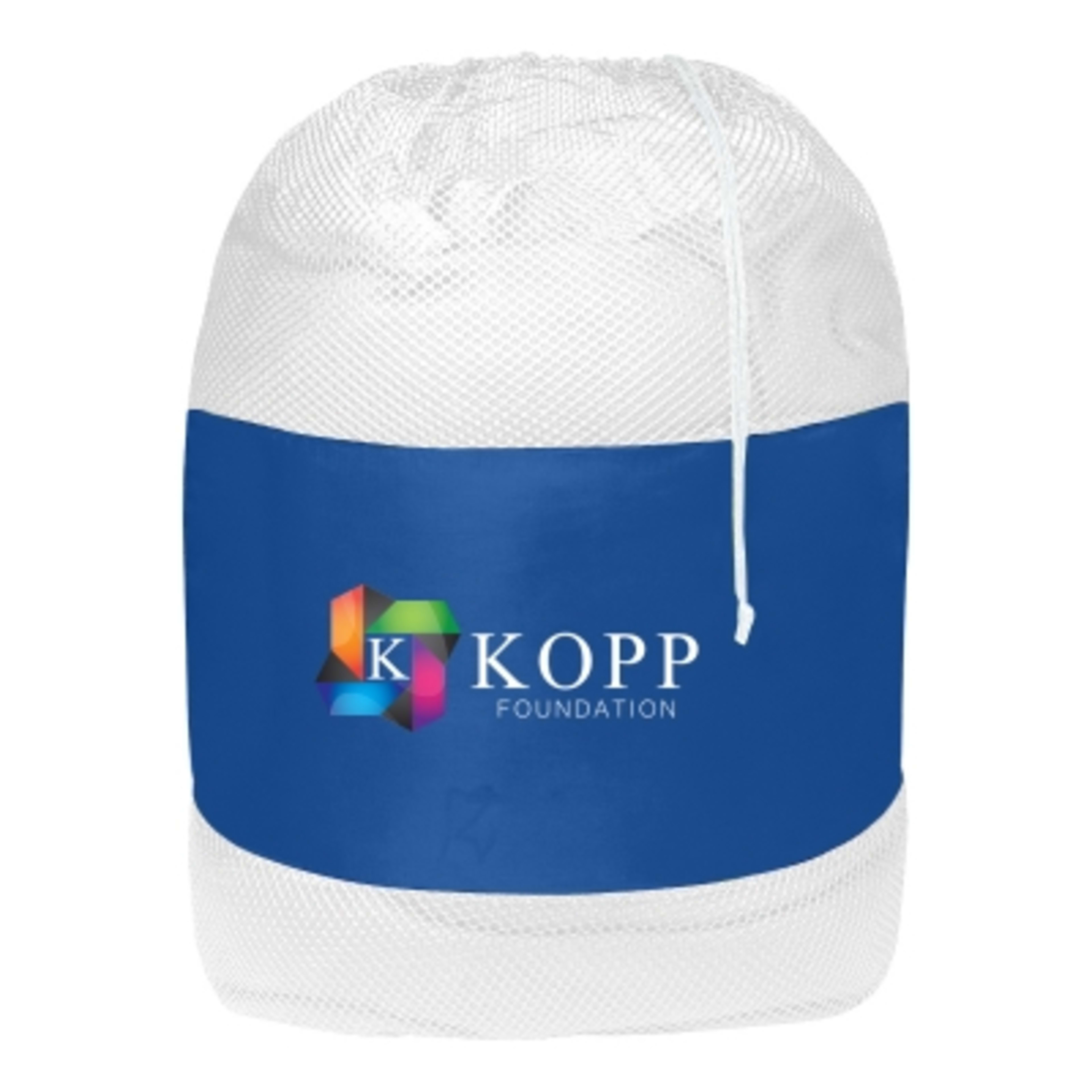 Mesh Laundry Bag with Drawstring Closure - 22 x 31 in - Royal/White - Colorbrite - product view 2