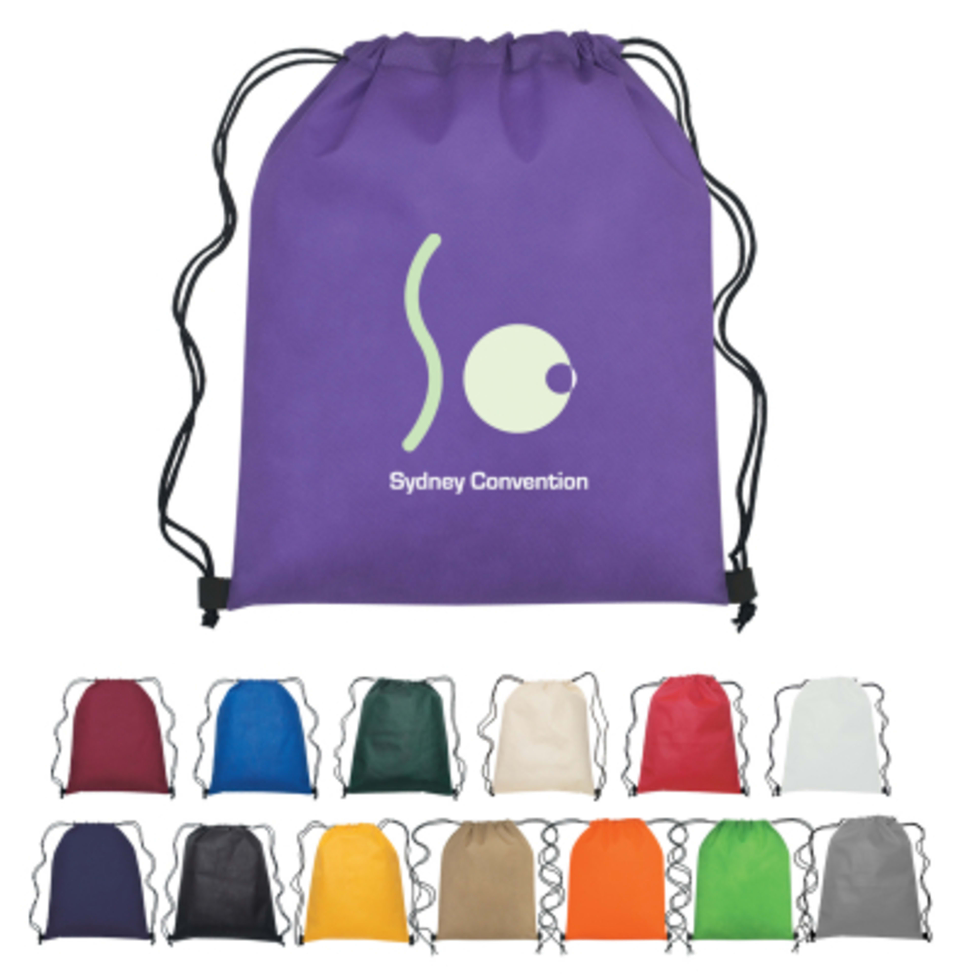 Non-Woven Recycled Drawstring Sports Pack - 13 x 16.5 in - Group Shot - product view 24
