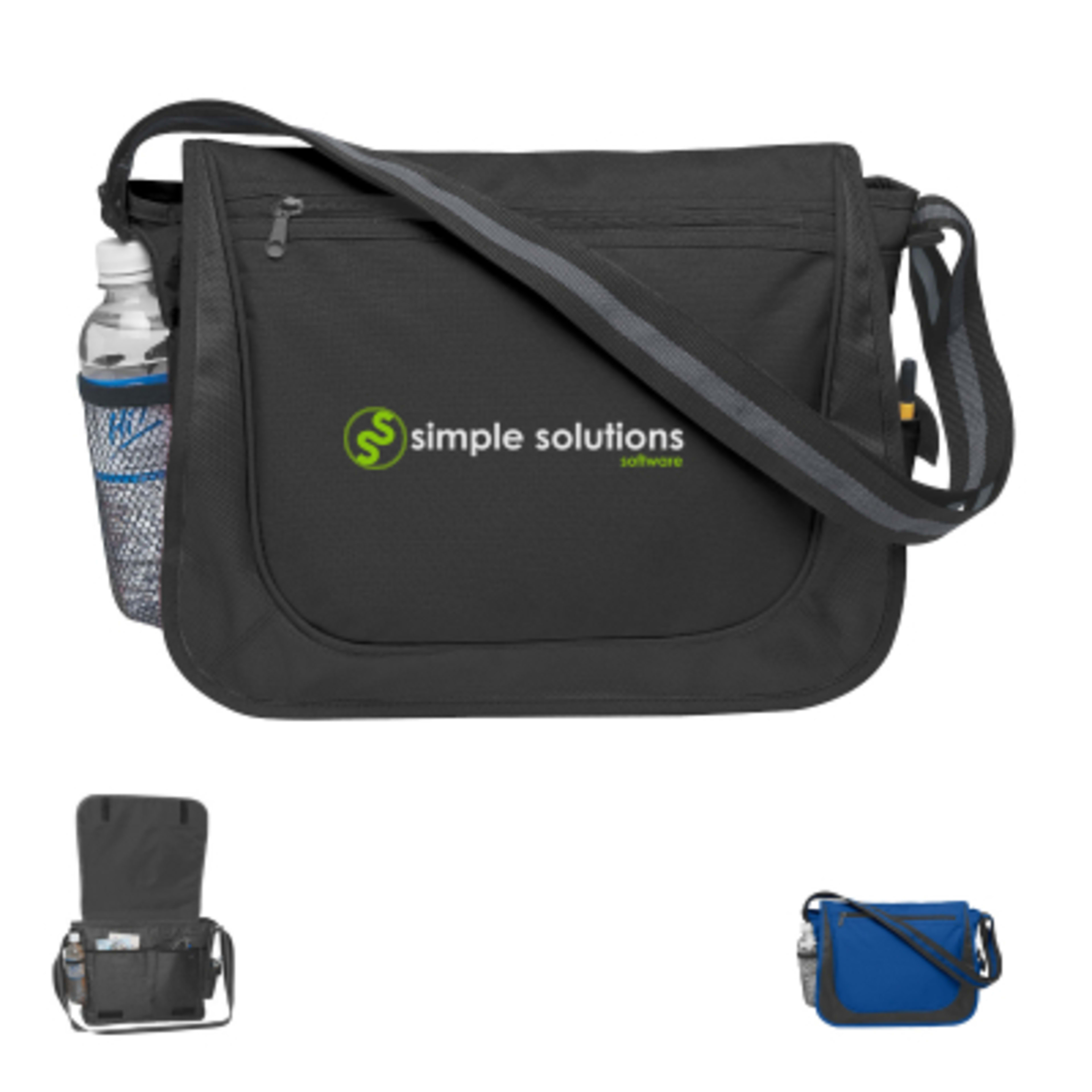 Messenger Bag with Striped Handle 600D Polyester - 14.5 x 12 x 4 in - Group Shot - product view 4