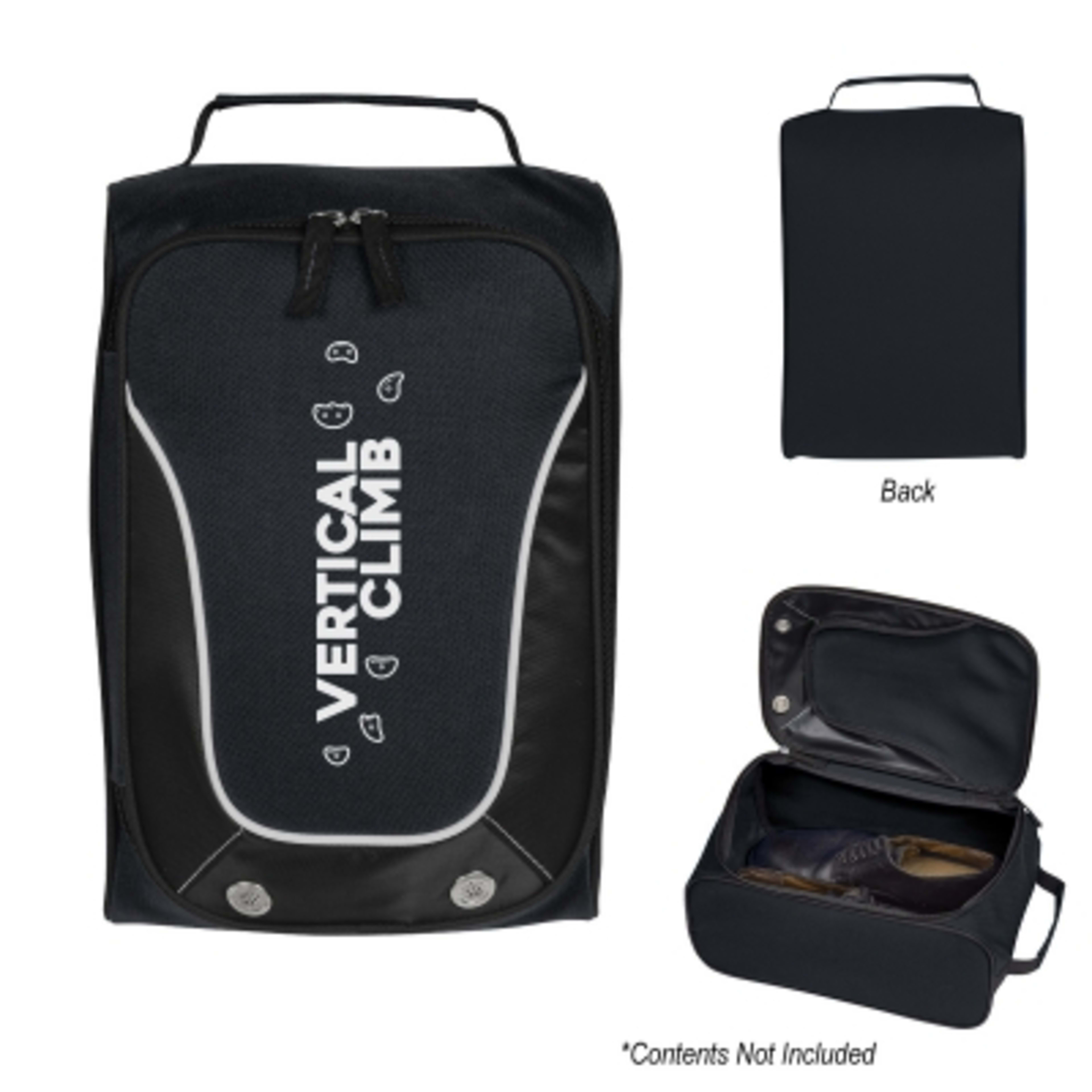 Shoe Bag Carlton with Air Vents 600D Dobby - 8.5 x 12.5 x 6 in - Black - Silkscreen - promotional product with custom logo