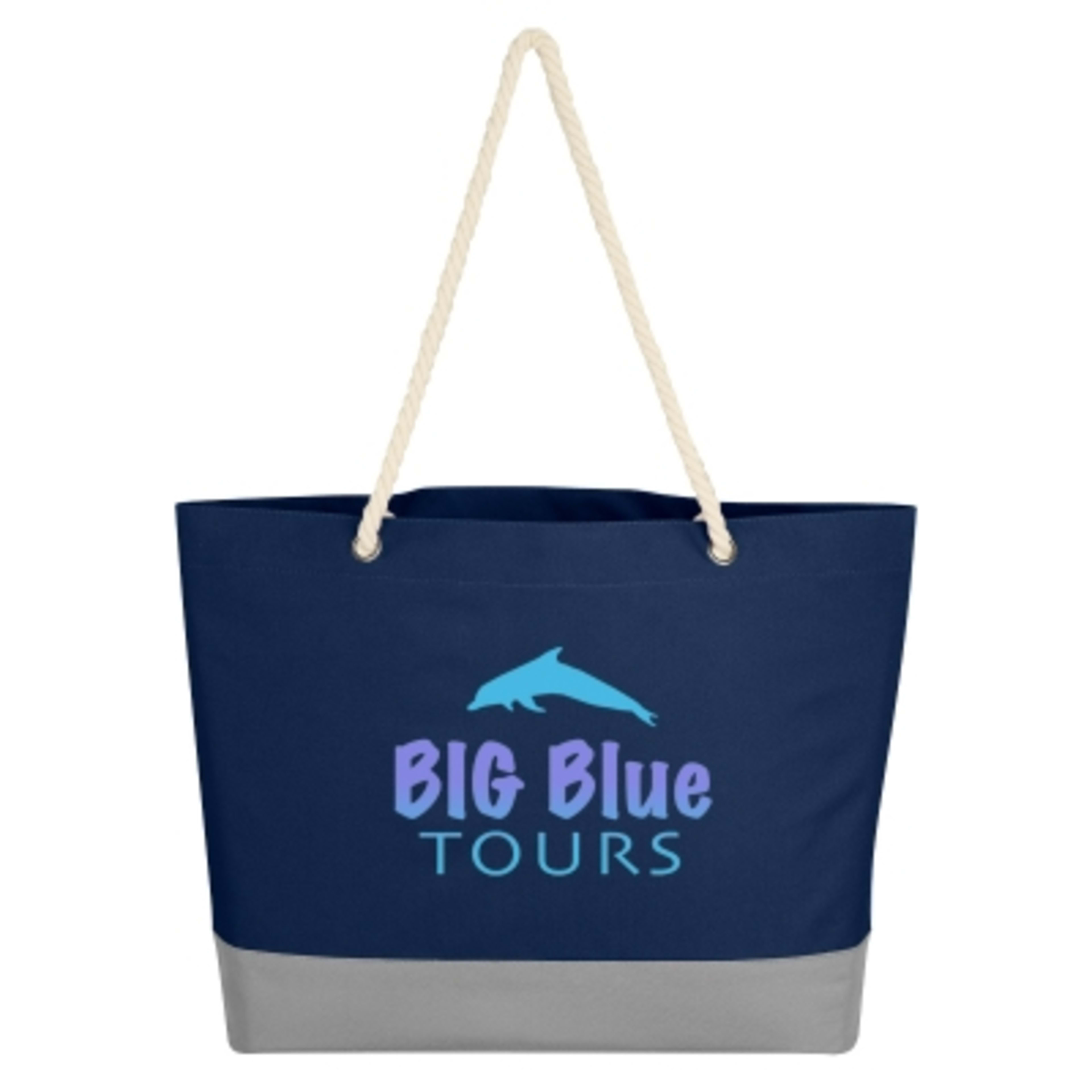 Custom Tote Bag 600D Polyester with Rope Handles - 19.5 x 14.5 x 4.5 in - Navy - Colorbrite - product view 3