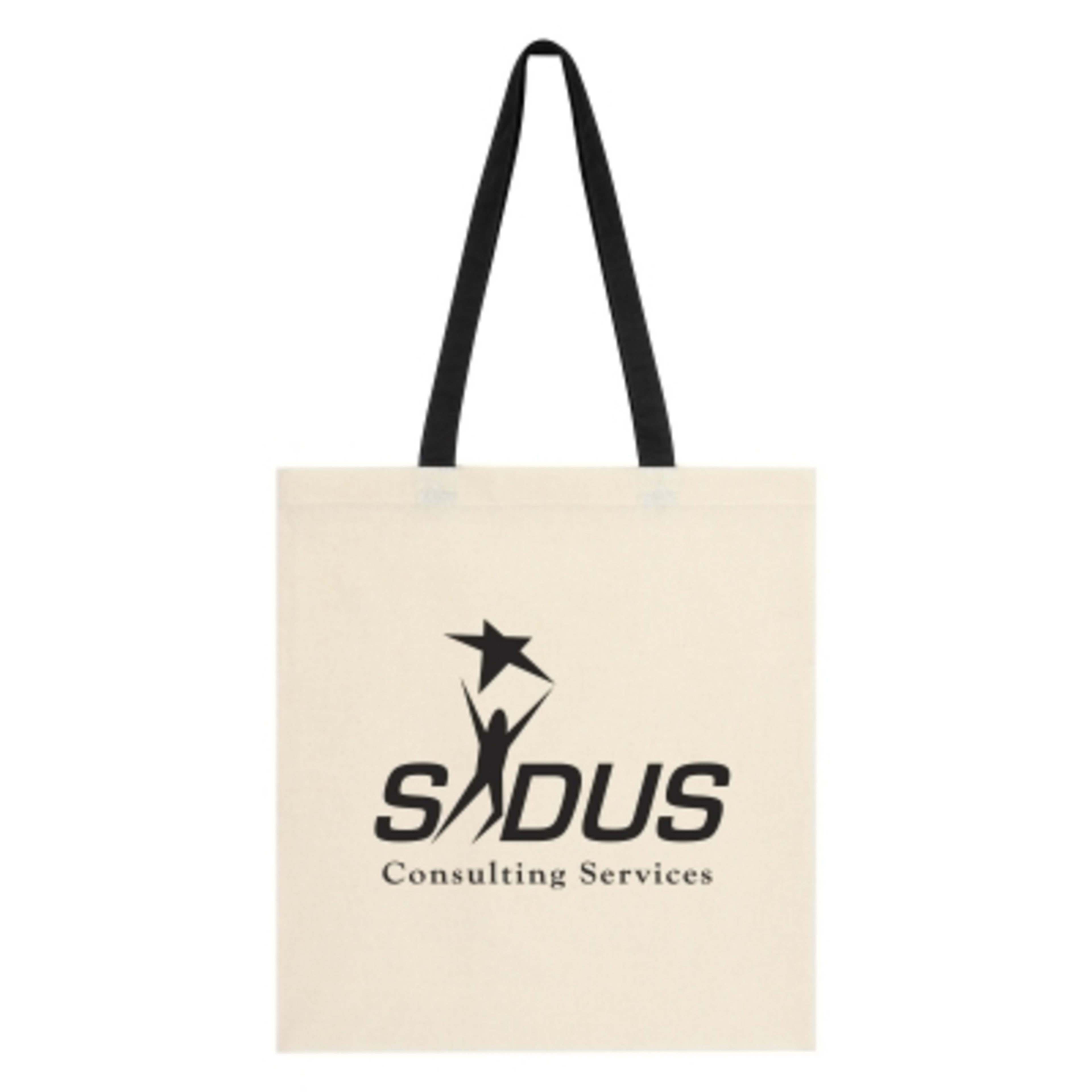 Custom Tote Bag Cotton Canvas 4 oz Lightweight - 15 x 16.25 in - NAT/Black - Silkscreen - product view 1