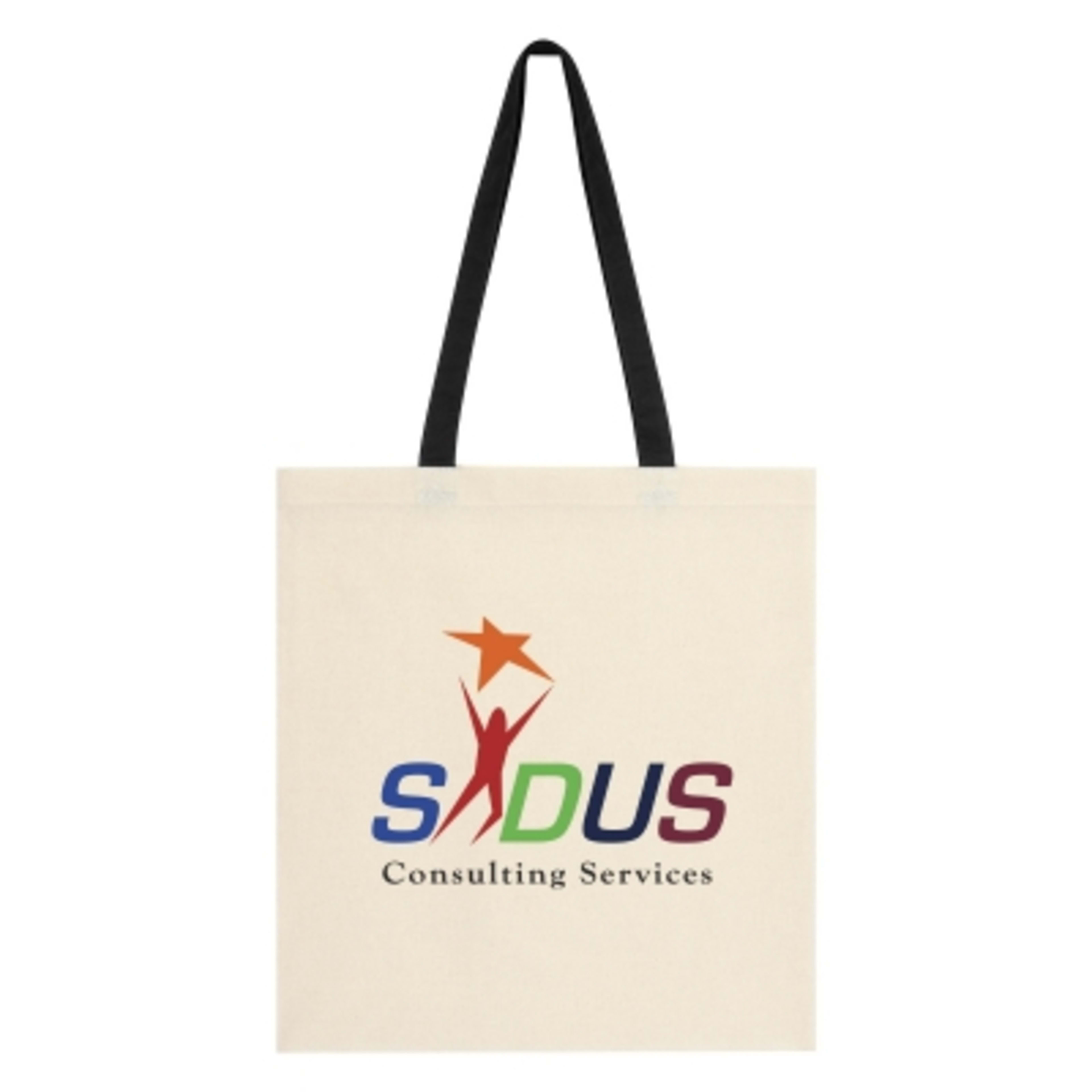 Custom Tote Bag Cotton Canvas 4 oz Lightweight - 15 x 16.25 in - NAT/Black - Colorbrite - product view 2