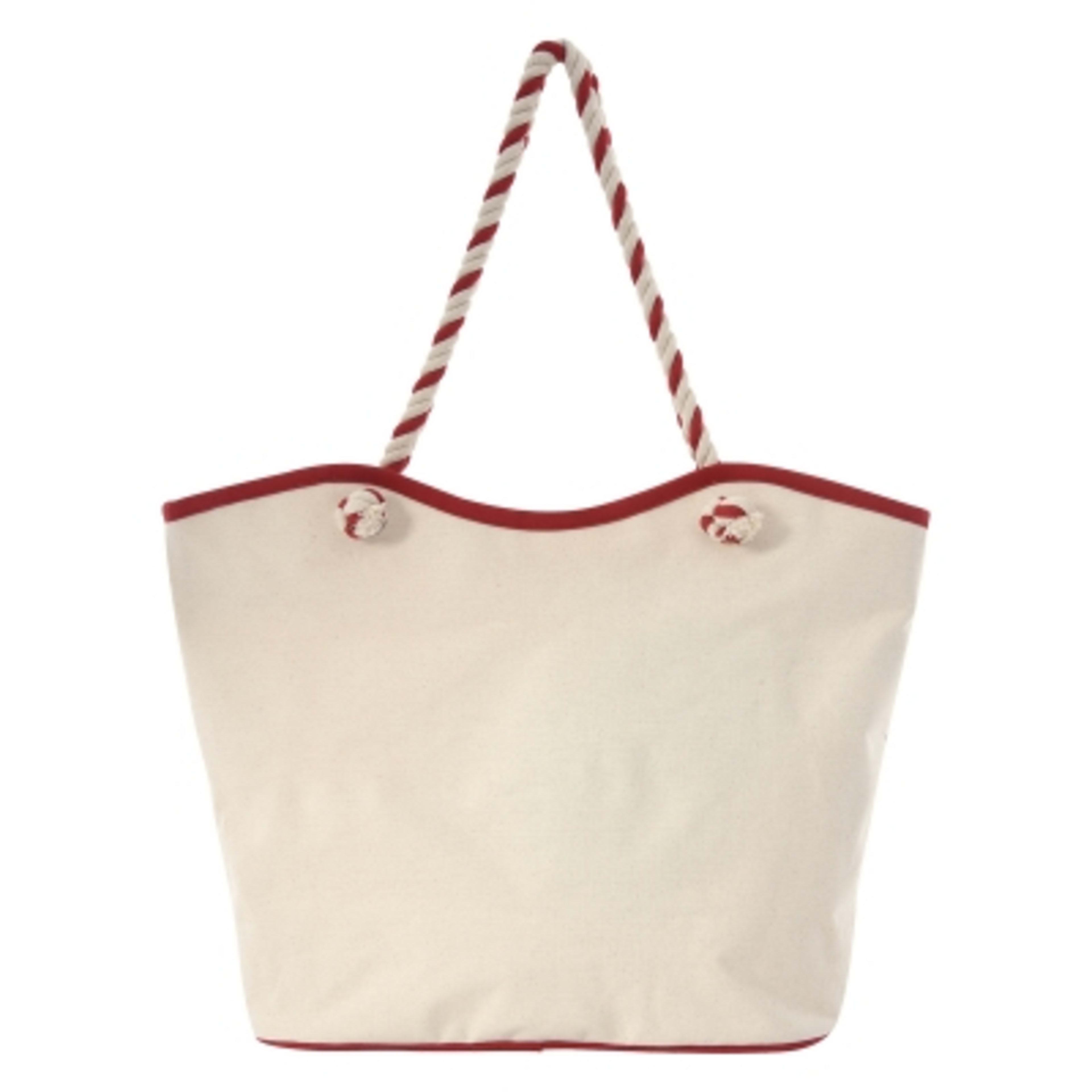 Custom Tote Bag Laminated Cotton 8 oz Zippered - 20.5 x 14.5 in - NAT/Red - Front - product view 4
