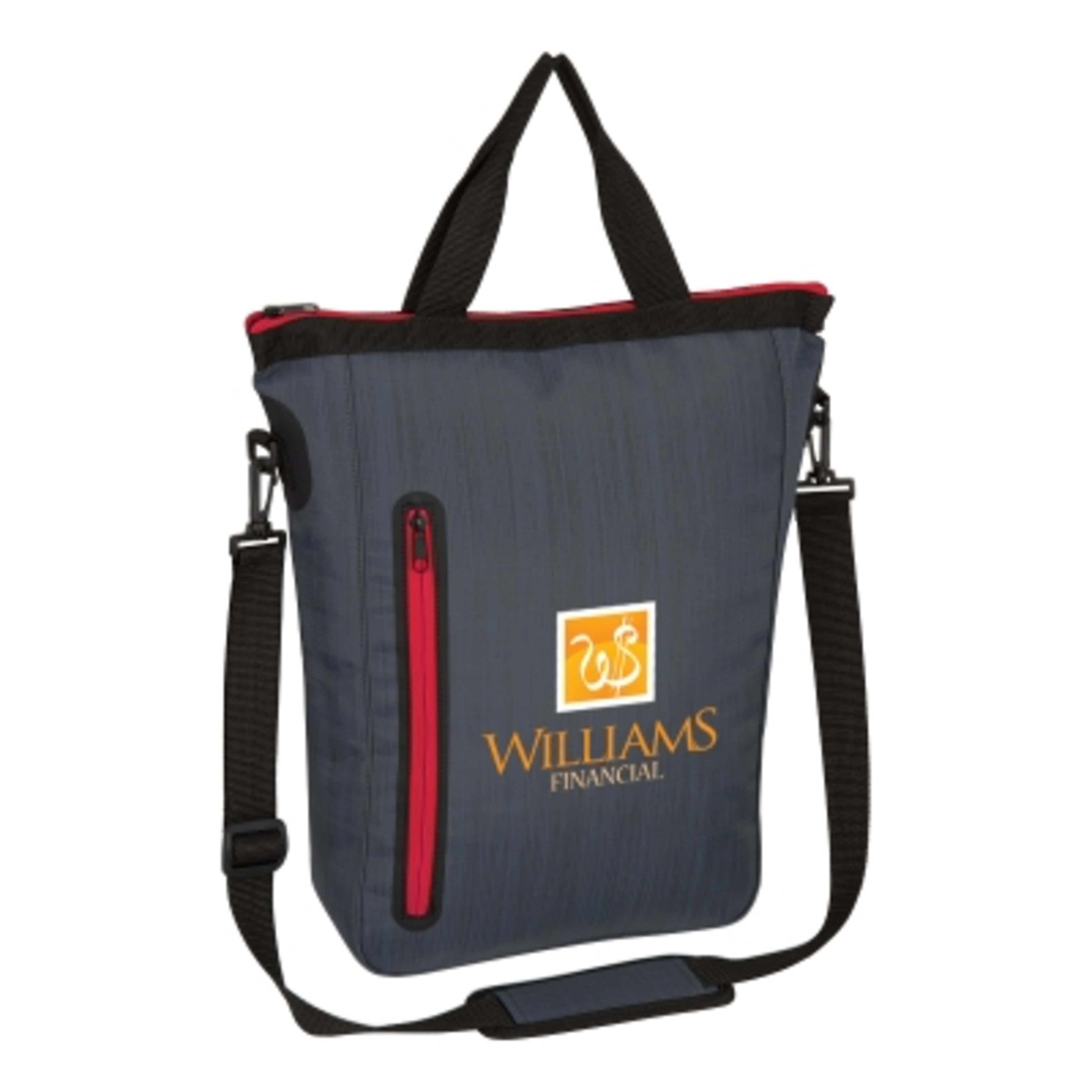 Custom Tote Bag Water-Resistant Nylon Padded Strap - 16.25 x 17.75 x 5 in - SLT/Red - Colorbrite - product view 3