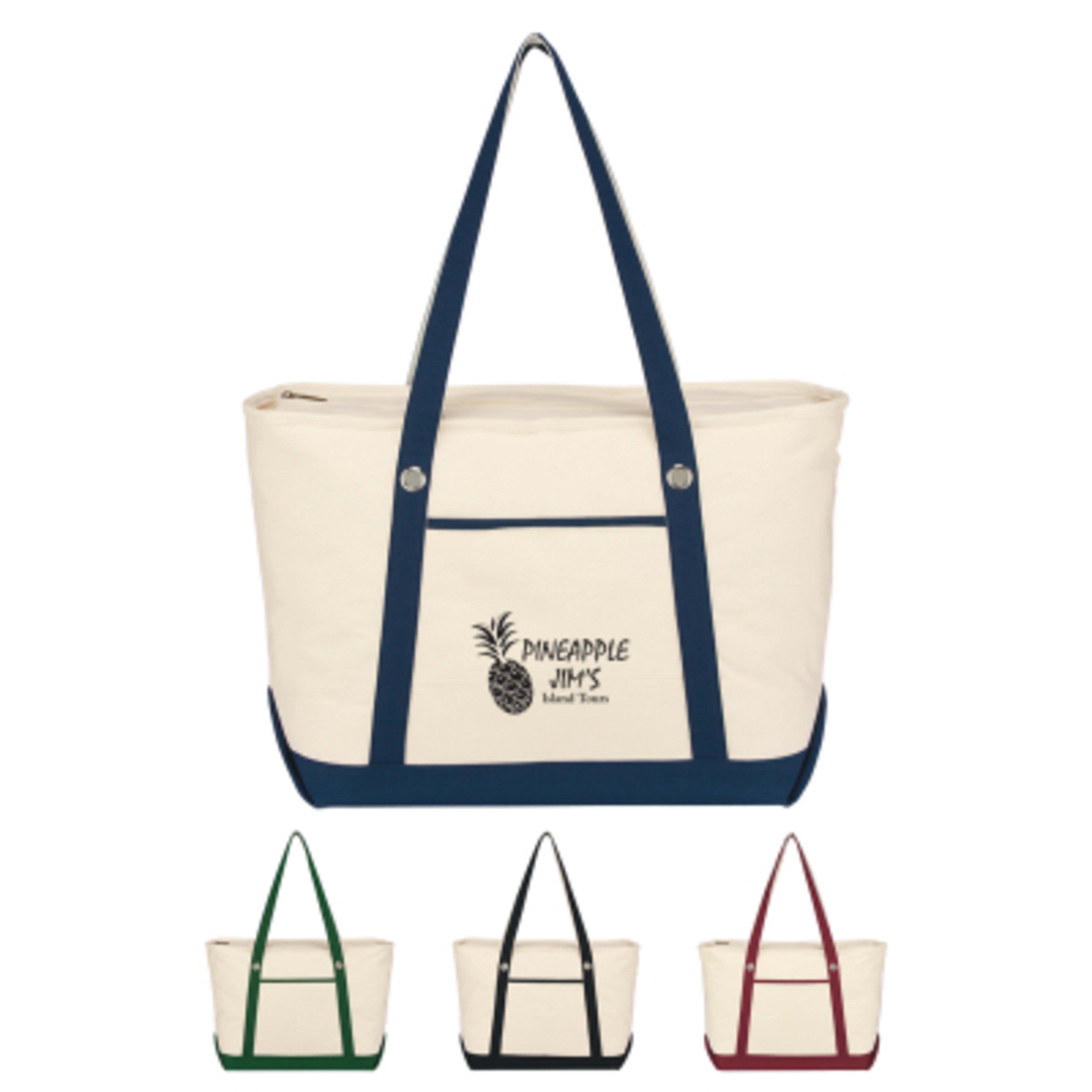 Custom Tote Bag Cotton Canvas 12 oz Sailing Style Large - 23 x 14 x 7 in - Group Shot - promotional product with custom logo