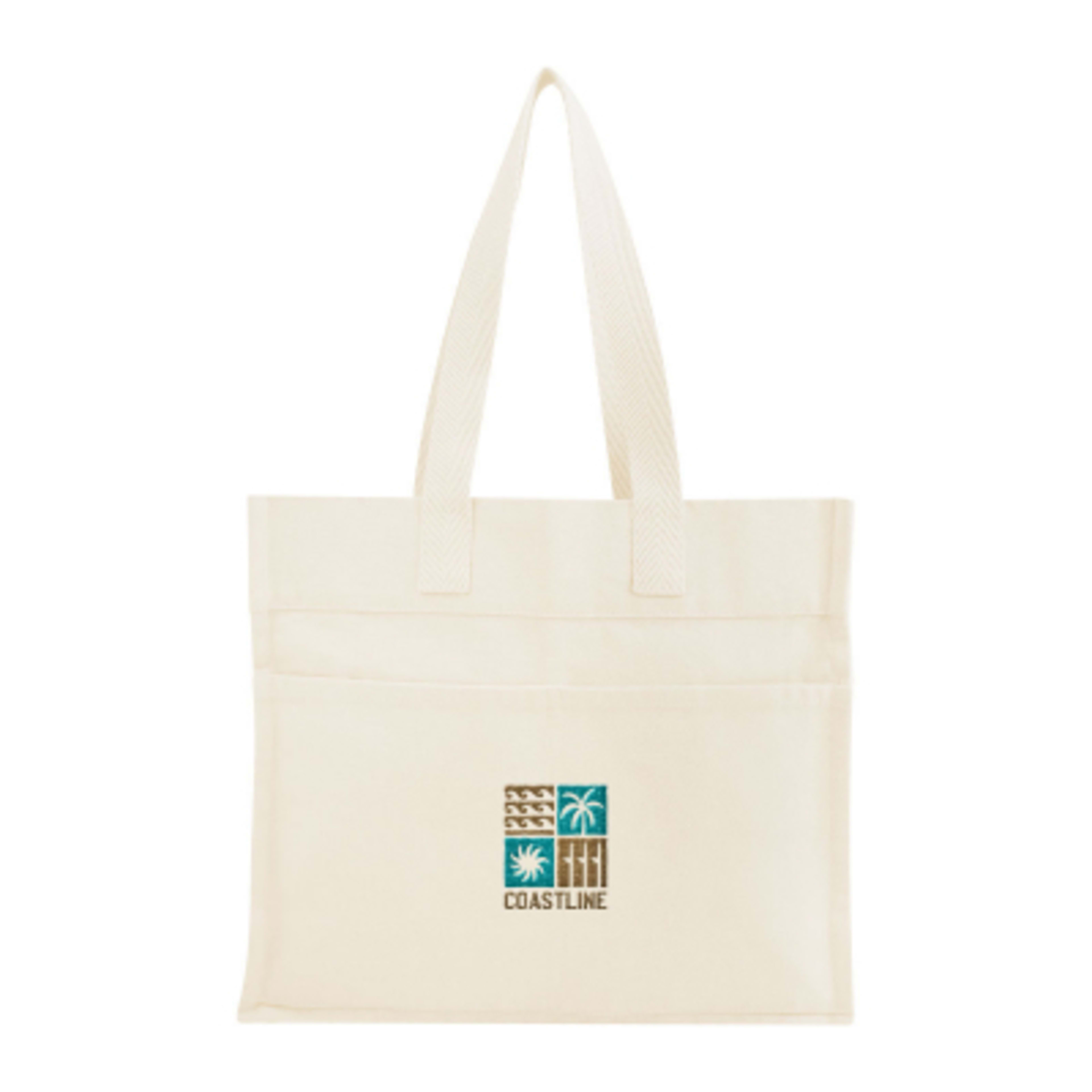 Custom Tote Bag Recycled Cotton North South Style - 15 x 13 in - NAT - Embroidery - product view 3