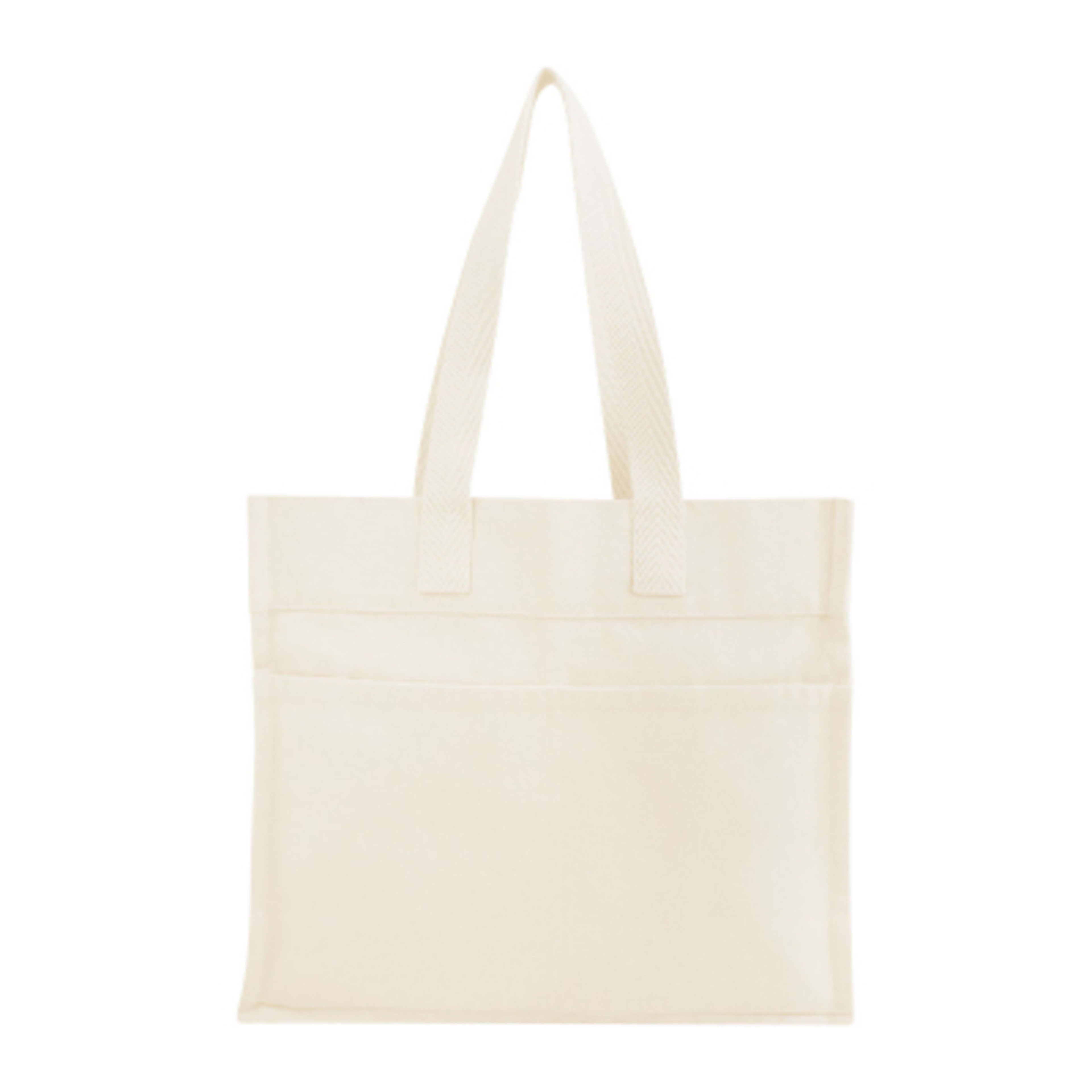 Custom Tote Bag Recycled Cotton North South Style - 15 x 13 in - NAT - Front - product view 7