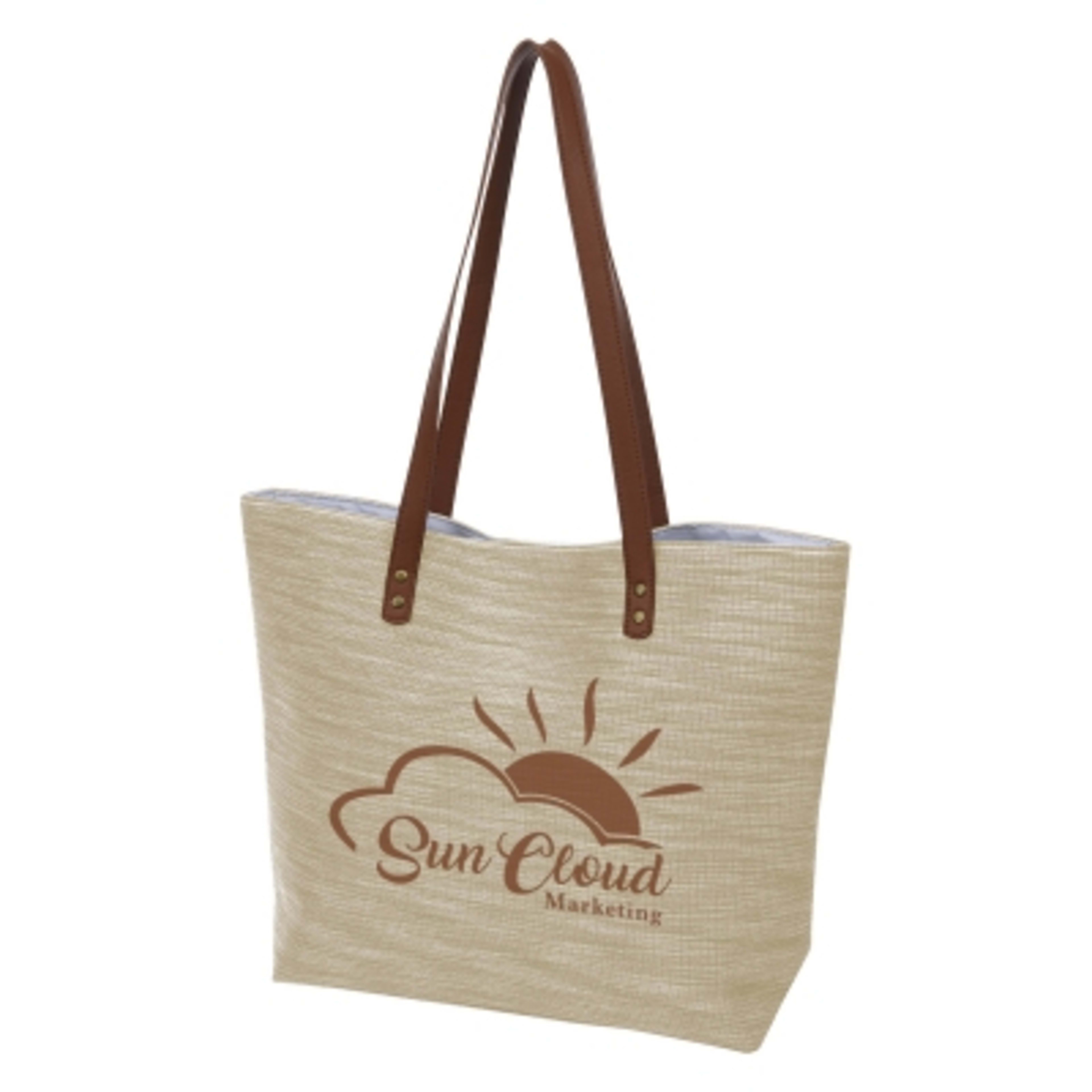 Tote Bag 600D Polyester Magnetic Snap Closure - 18.9 x 13.8 in - NAT - Silkscreen - product view 1