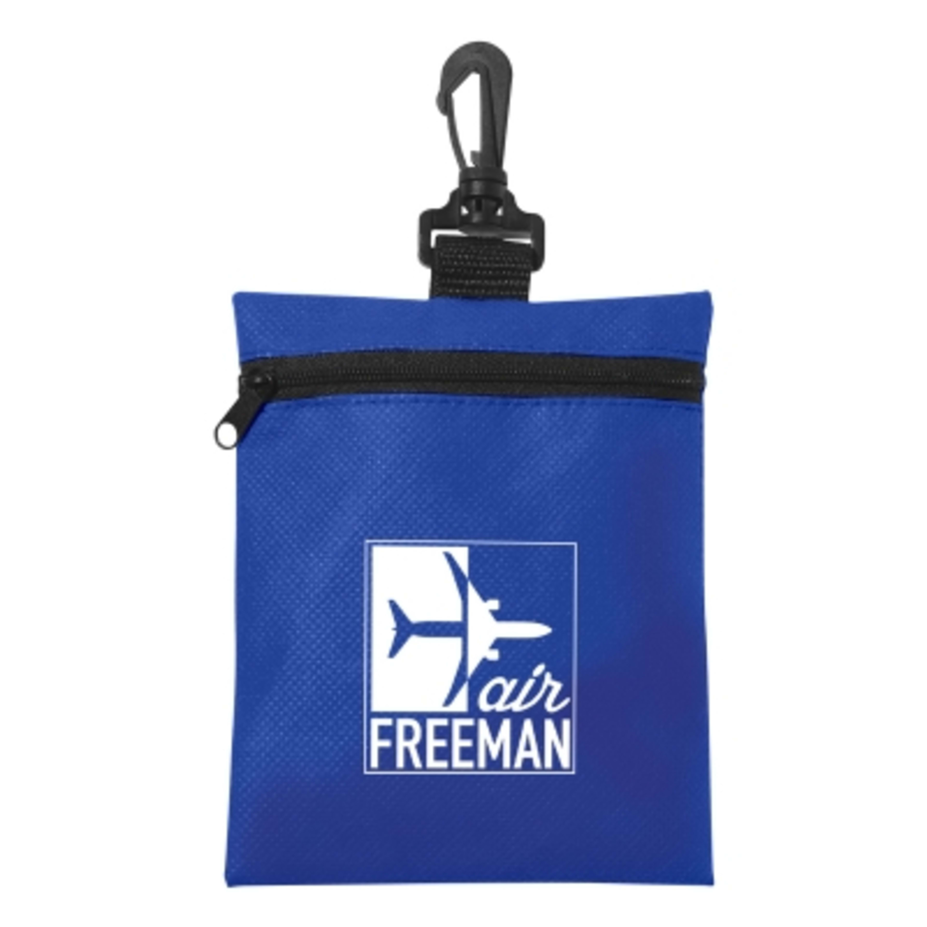 Zippered Pouch Non-Woven Water Resistant Clip - 4.75 x 6 in - Royal - Silkscreen - product view 1