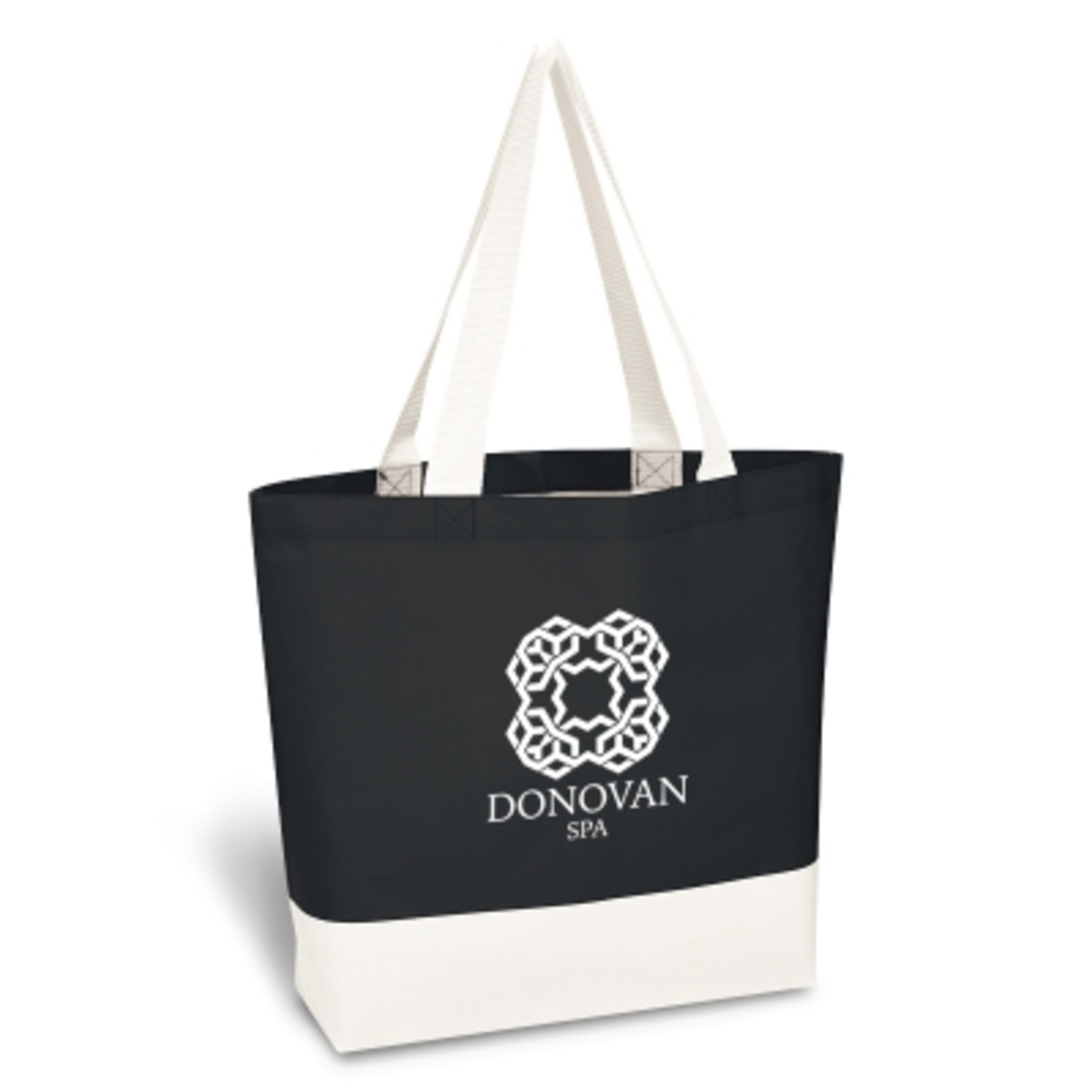 Custom Tote Bag Recycled Non-Woven Laminated - 17.75 x 14.5 in - Black - Silkscreen - product view 1