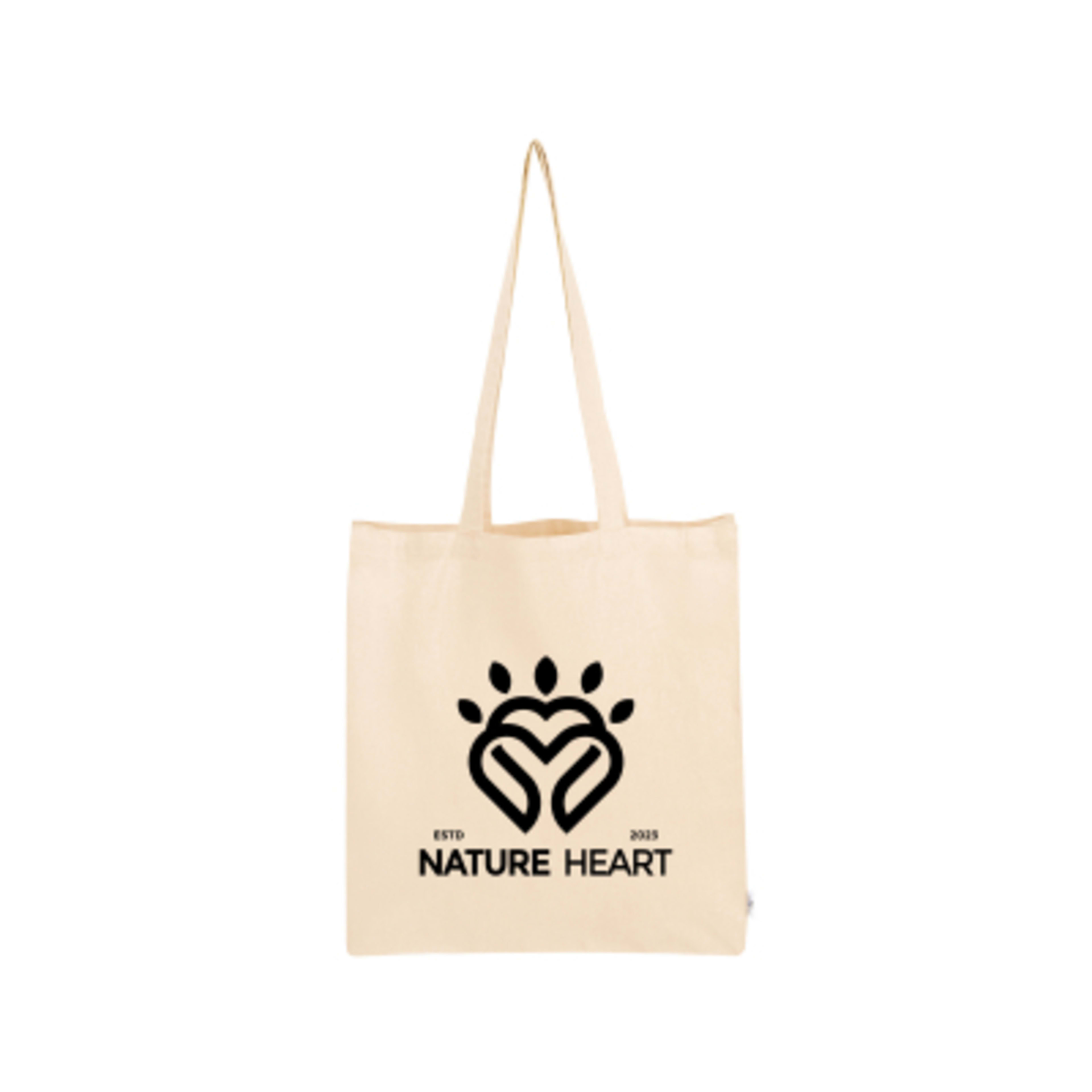 Custom Tote Bag Recycled Cotton Canvas - 15 x 17 in - HEA/BEI - Silkscreen - product view 1