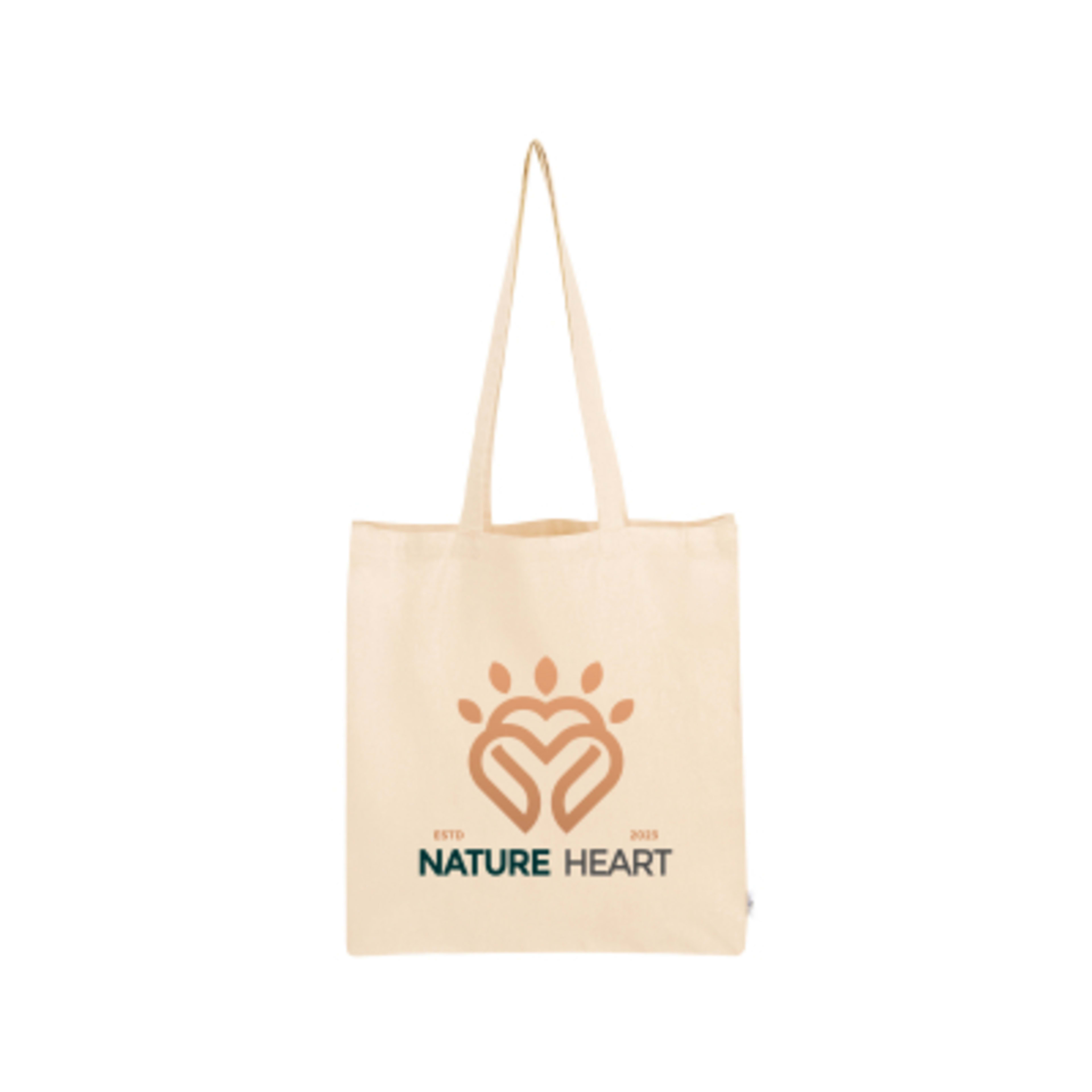 Custom Tote Bag Recycled Cotton Canvas - 15 x 17 in - HEA/BEI - Colorbrite - product view 2