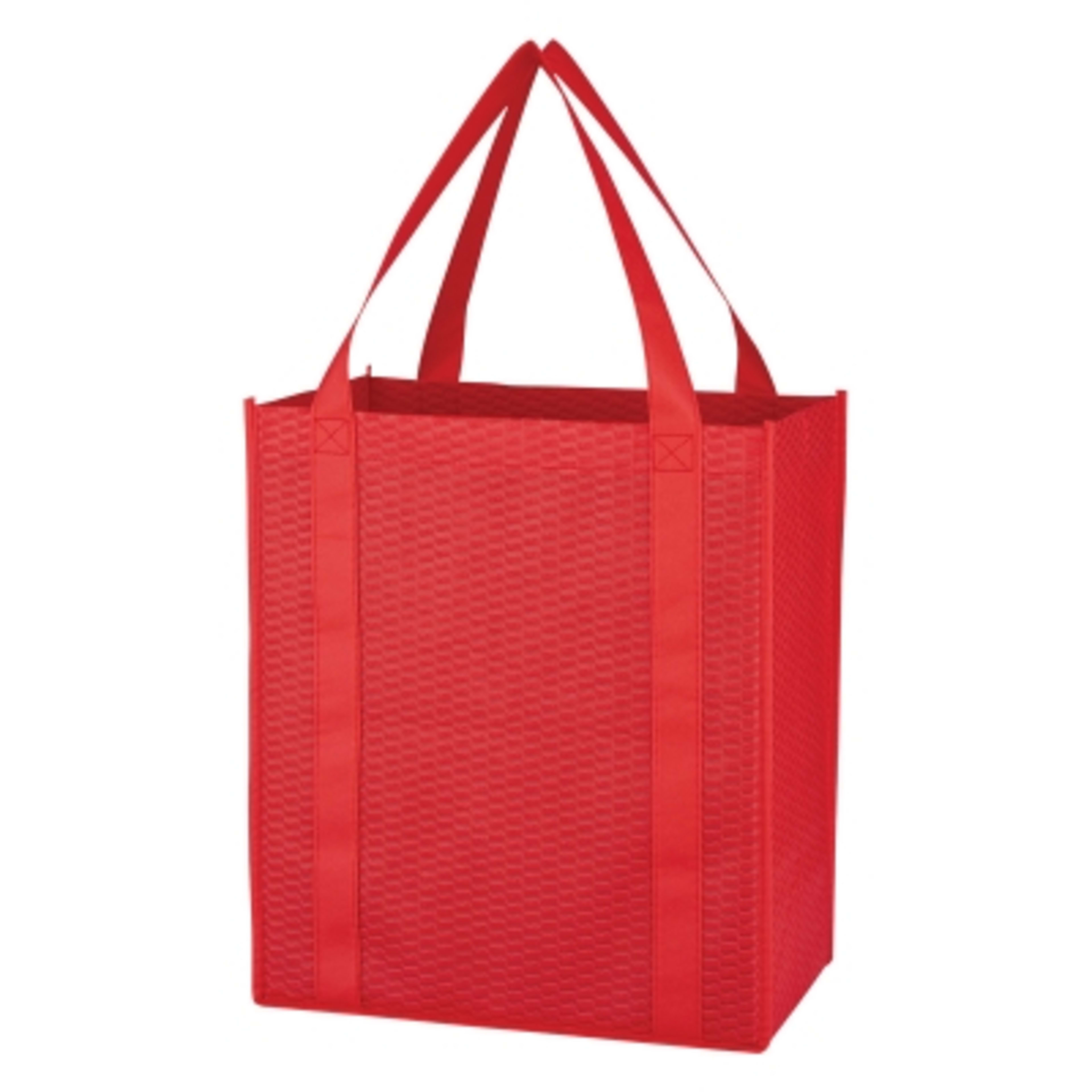 Custom Tote Bag Non-Woven Wave Design Shopper - 13 x 15 in - Red - Back - product view 4