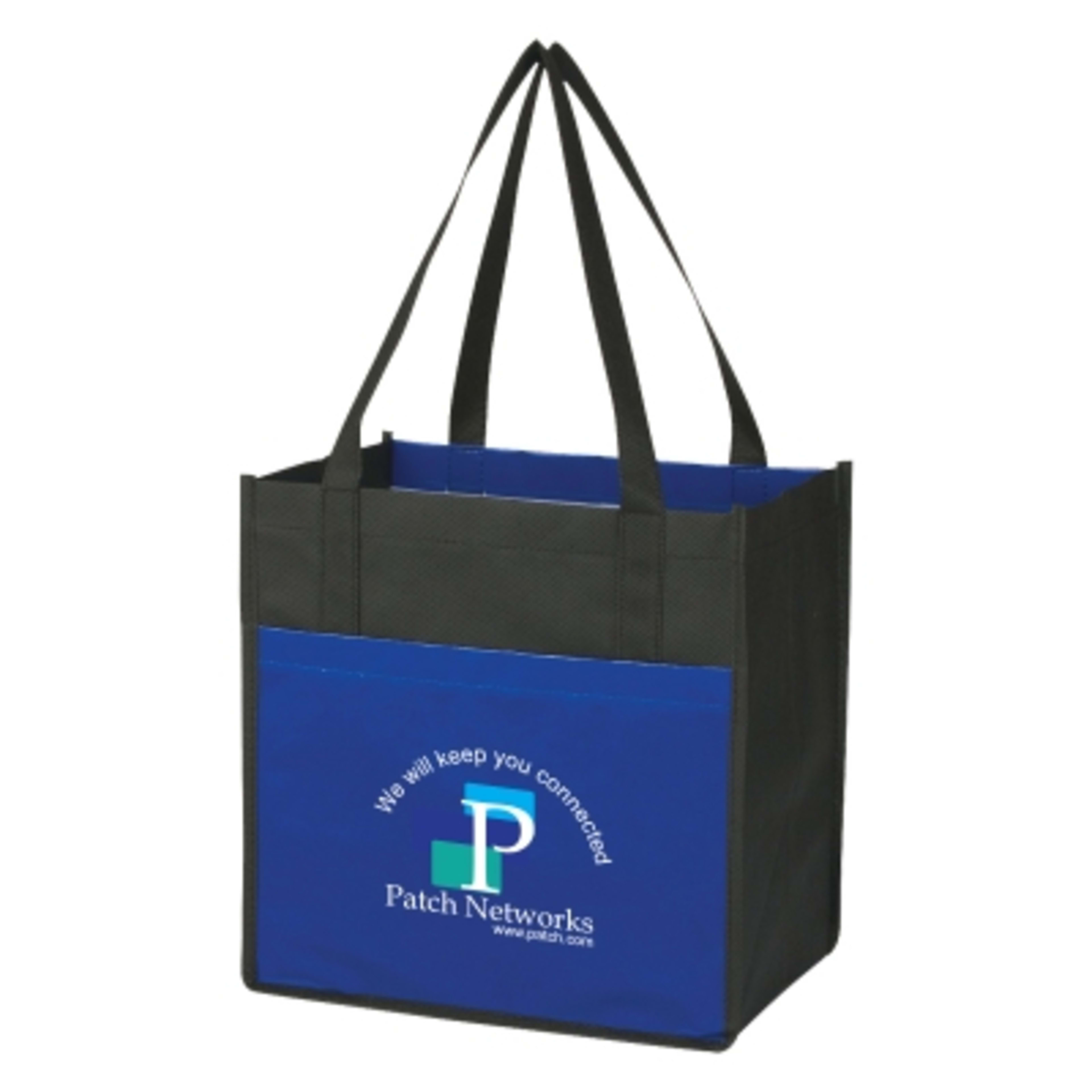 Custom Tote Bag Lami-Combo Non-Woven Shopper - 12 x 12 in - Black/Royal - Colorbrite - product view 3