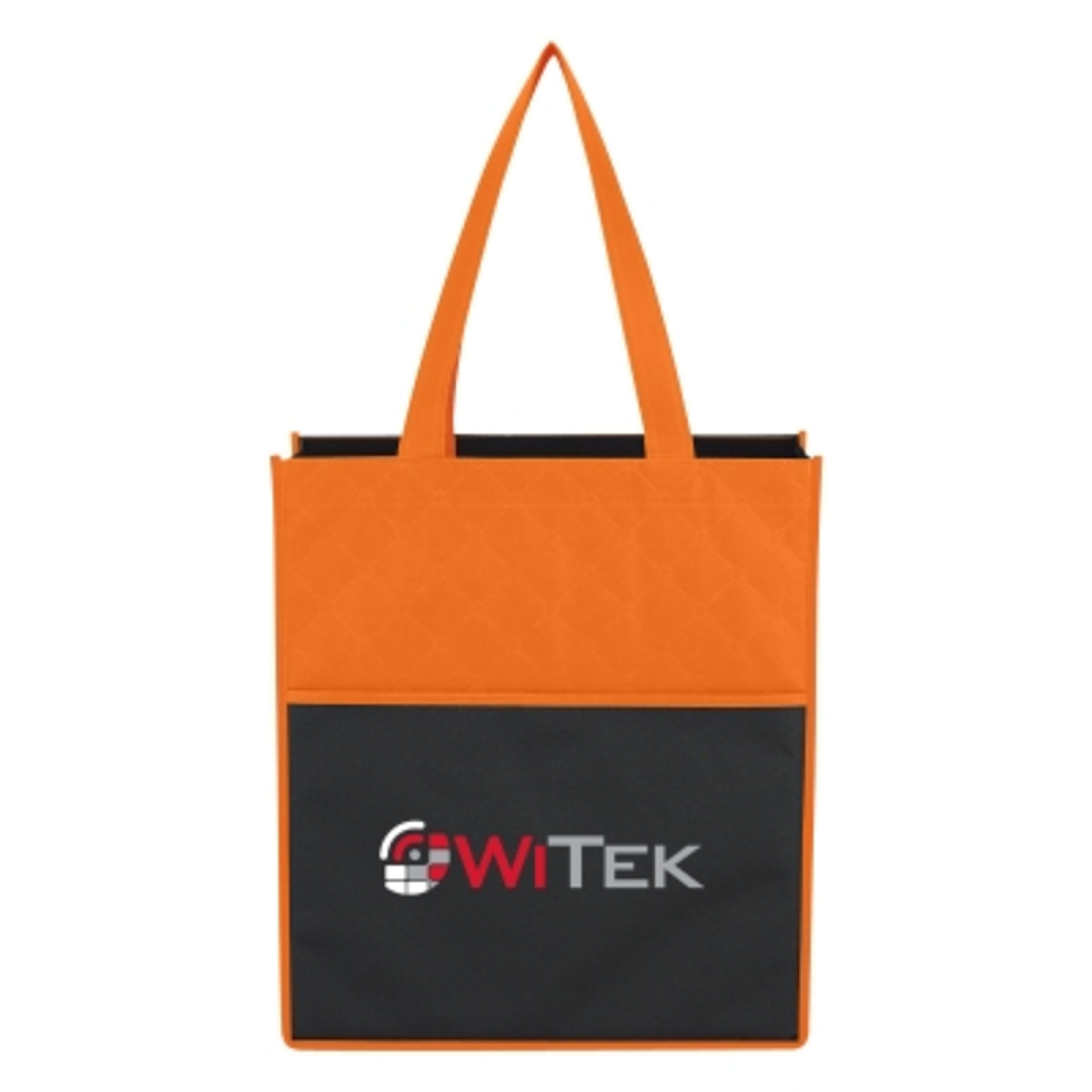 Custom Tote Bag Non-Woven Bounty Shopping - 13 x 14.75 in - Black/ORN - Colorbrite - product view 2